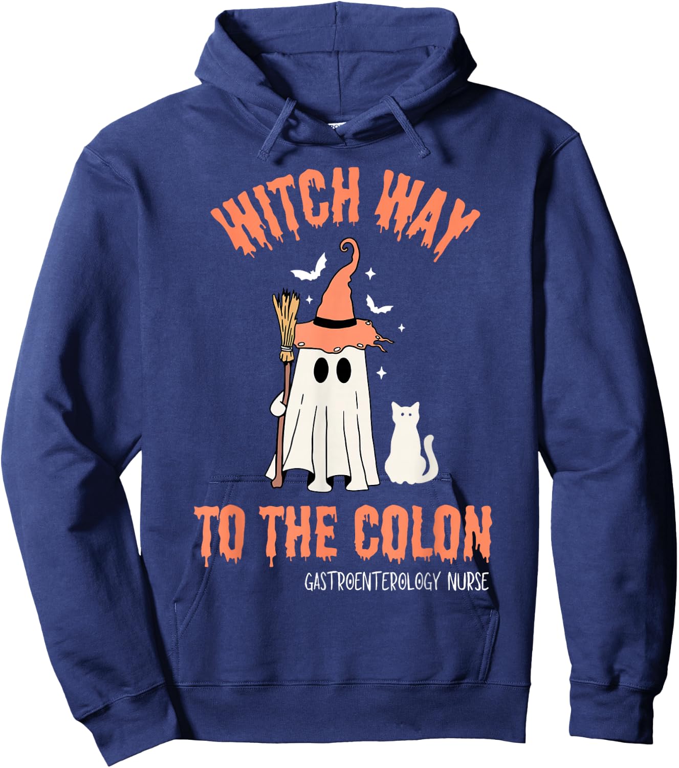 Witch Way To Colon Halloween Gastrointestinal Nurse Ghost Hoodie - Hoodie | Navy