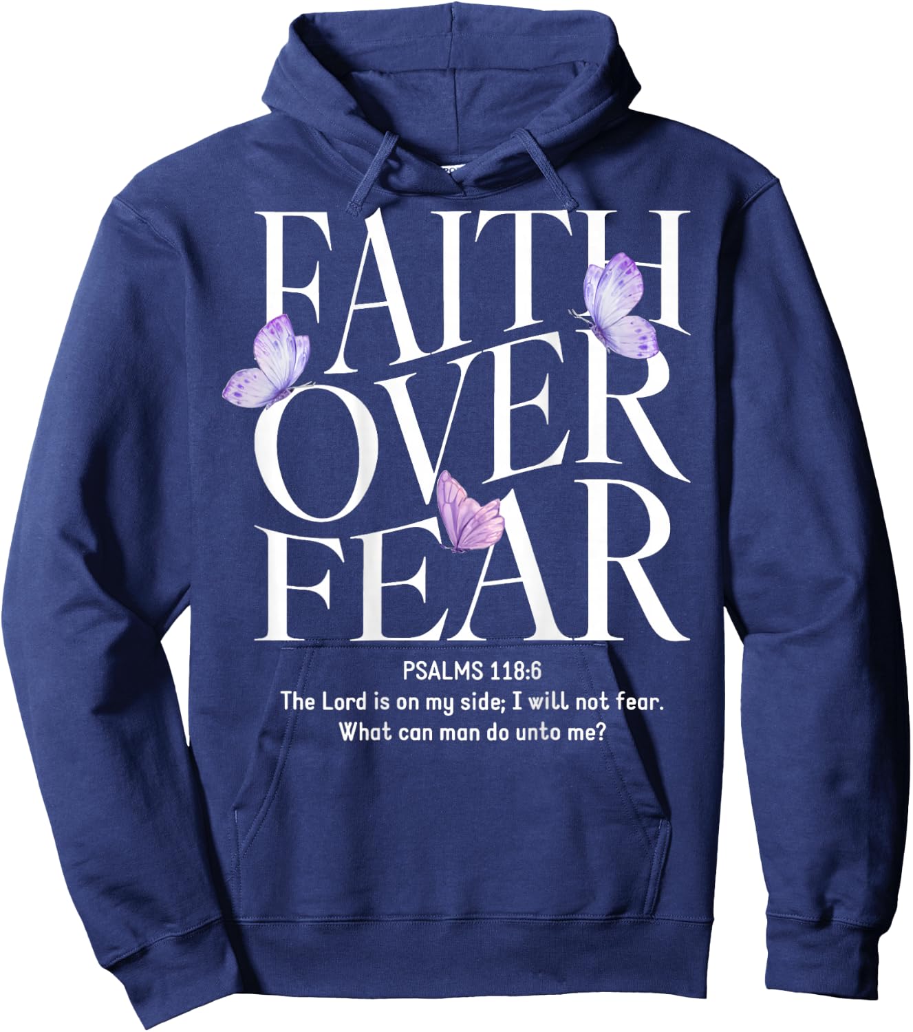 Faith Over Fear Christian (on back) Hoodie - Hoodie | Navy
