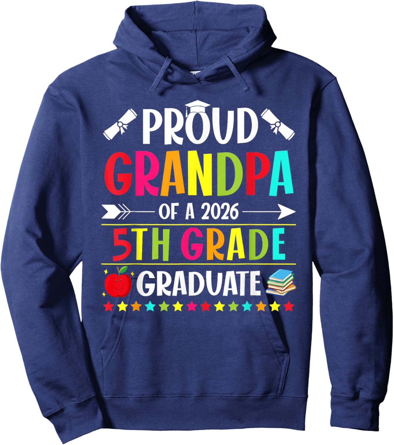 Proud Grandpa of a Class of 2026 5th Grade Graduate Hoodie - Hoodie | Navy