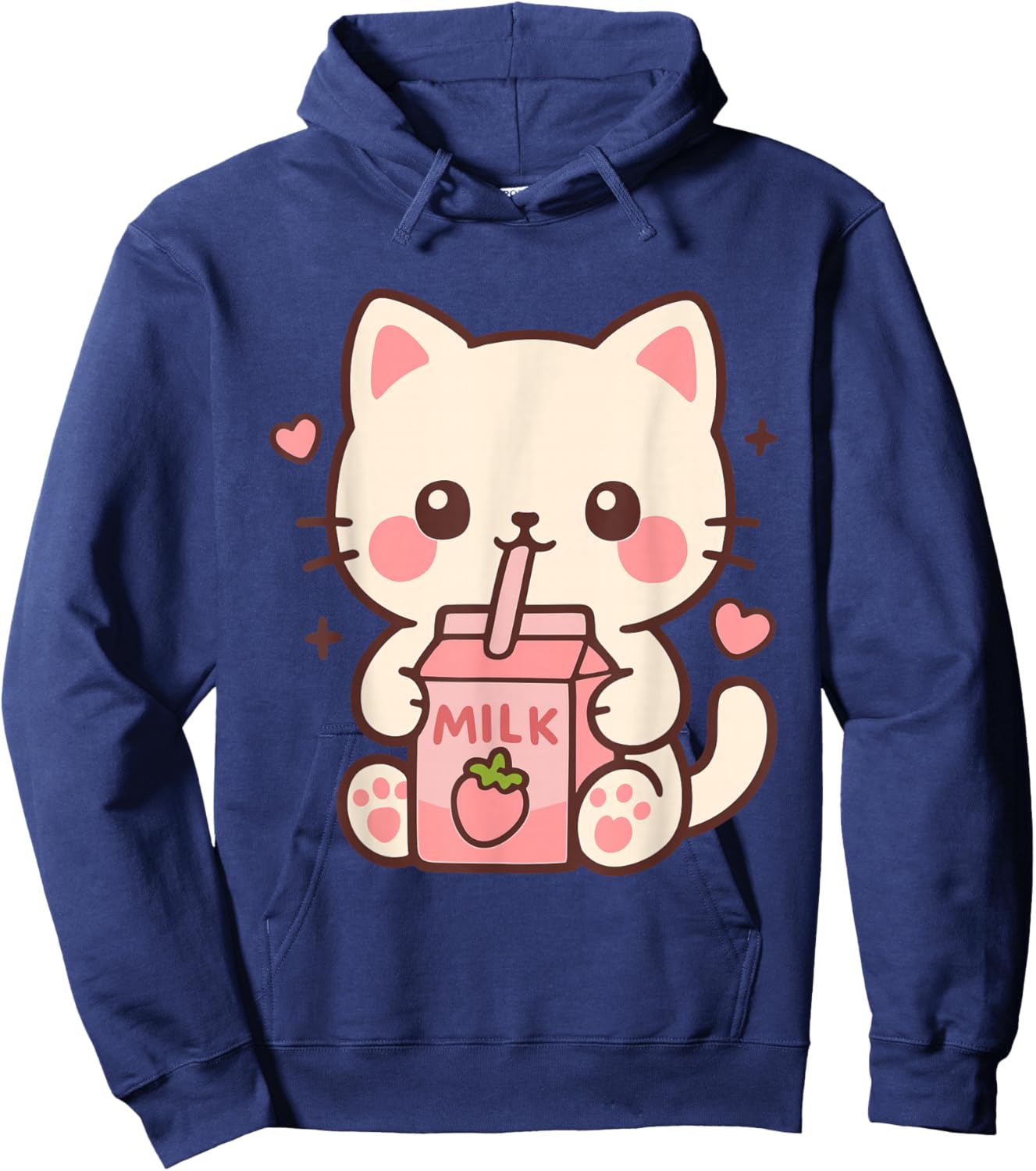 Kawaii Katze Erdbeermilch Japanisch niedlich Anime Mädchen Teens Hoodie - Hoodie | Navy