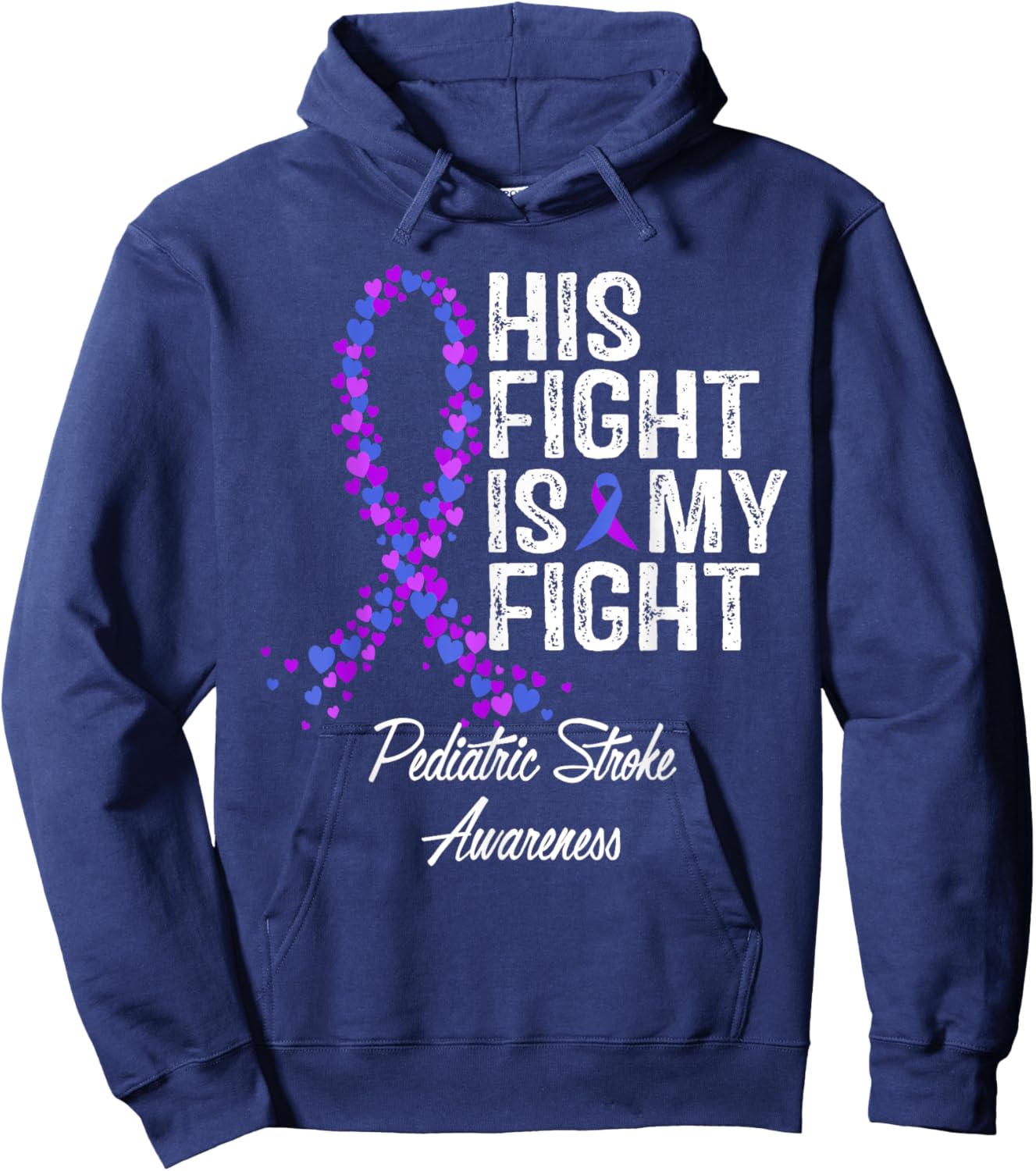 Pediatric Stroke Awareness His Fight Fighter Warrior Support Hoodie - Hoodie | Navy