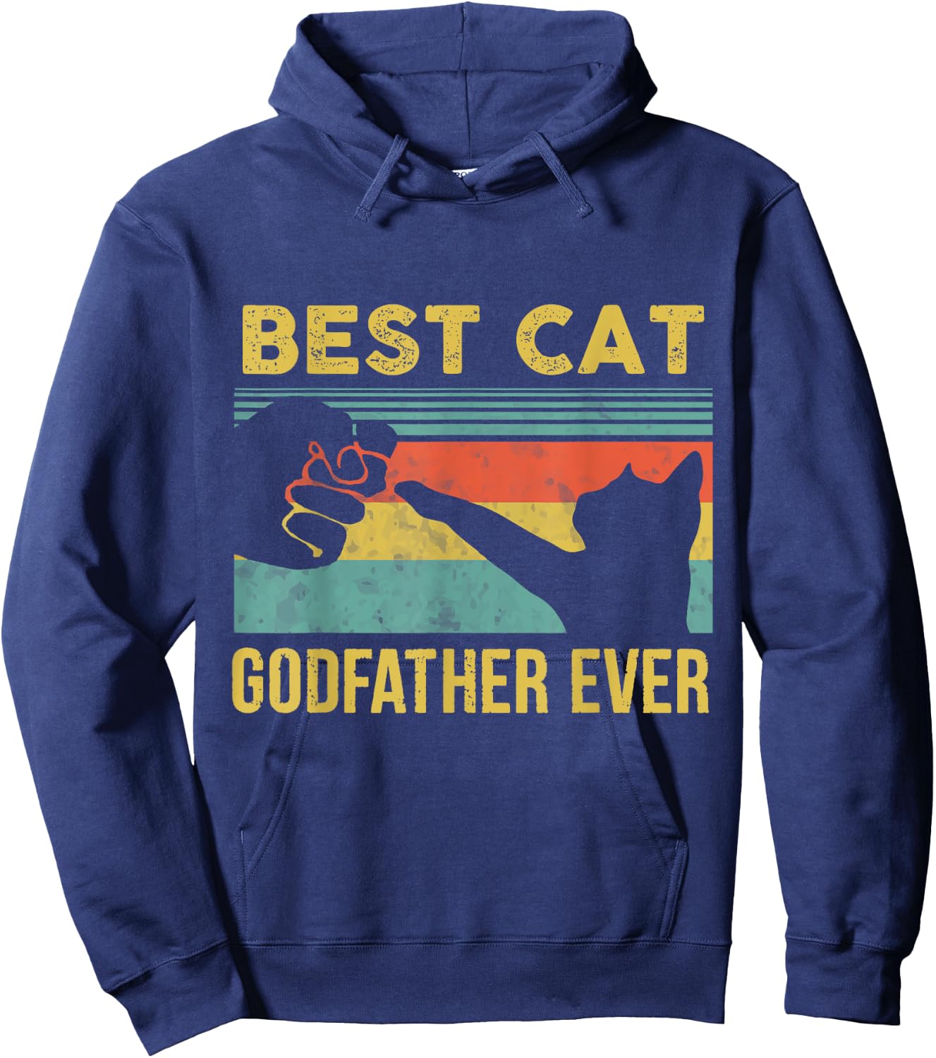 Best Cat Godfather Ever Vintage Cats Happy Father's Day Hoodie - Hoodie | Navy