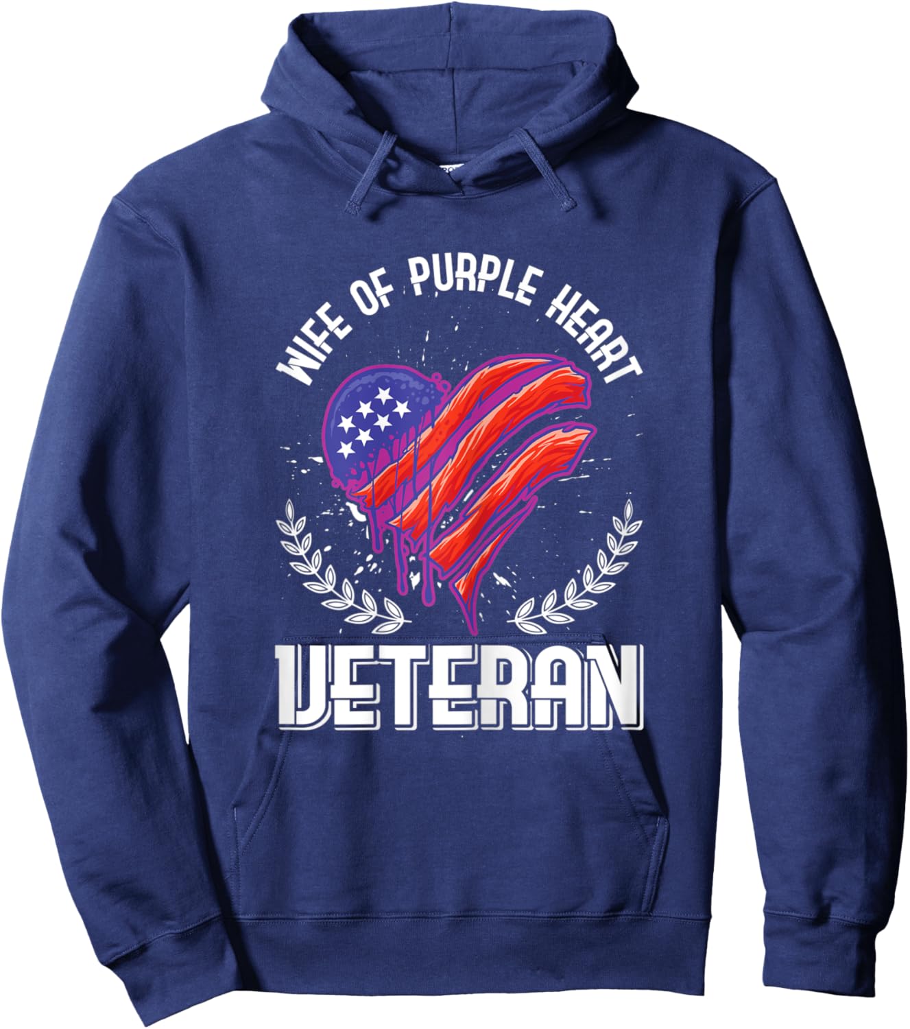 Wife of purple heart Veteran American flag Hoodie - Hoodie | Navy