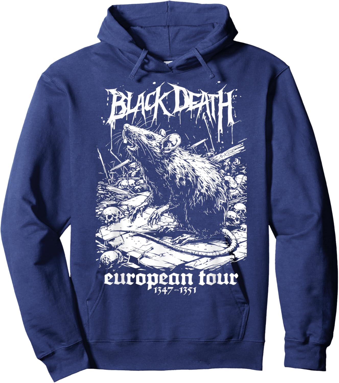 Black Death European Tour Plague Rat Medieval History Goth Hoodie - Hoodie | Navy
