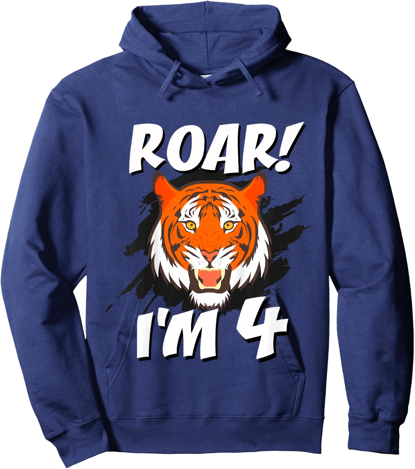 4 Year Old Tiger Birthday Party Tigers Roar Safari 4th Gift Hoodie - Hoodie | Navy