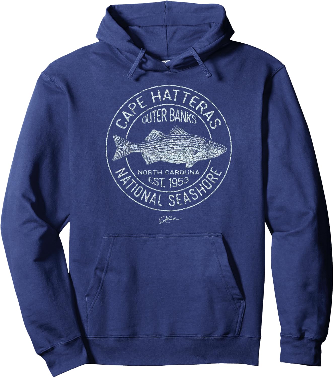 JCombs: Cape Hatteras National Seashore, NC Striped Bass Hoodie - Hoodie | Navy