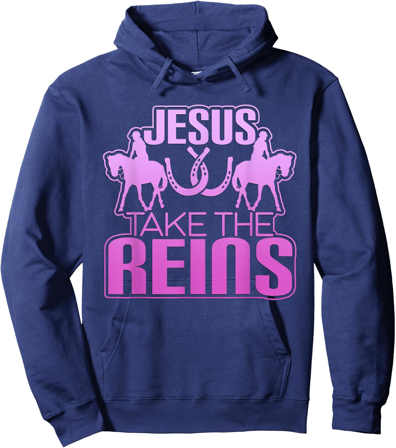 Jesus Take The Reins Cool Race Horse Hoodie - Hoodie | Navy