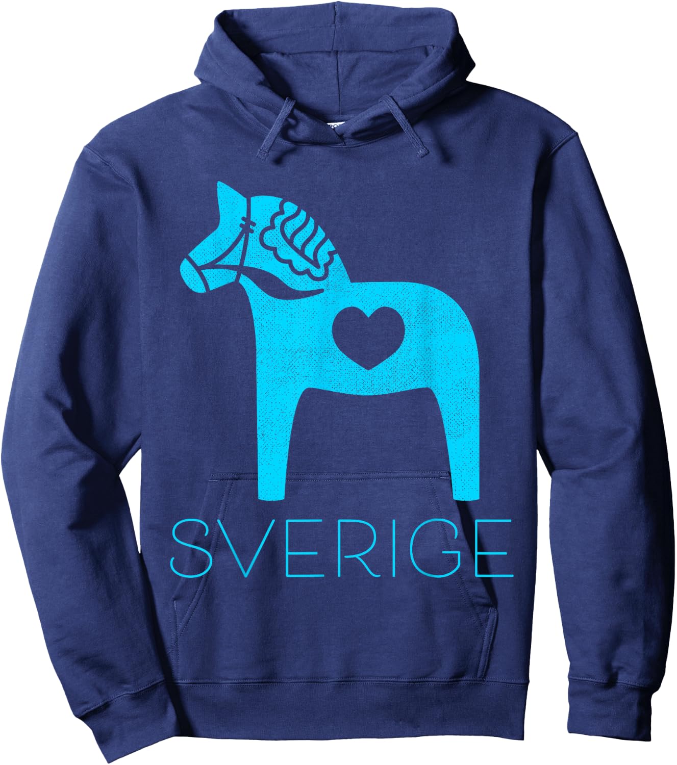 Sverige Sweden Swedish Blue Dala Horse Heart Dalecarlian Hoodie - Hoodie | Navy