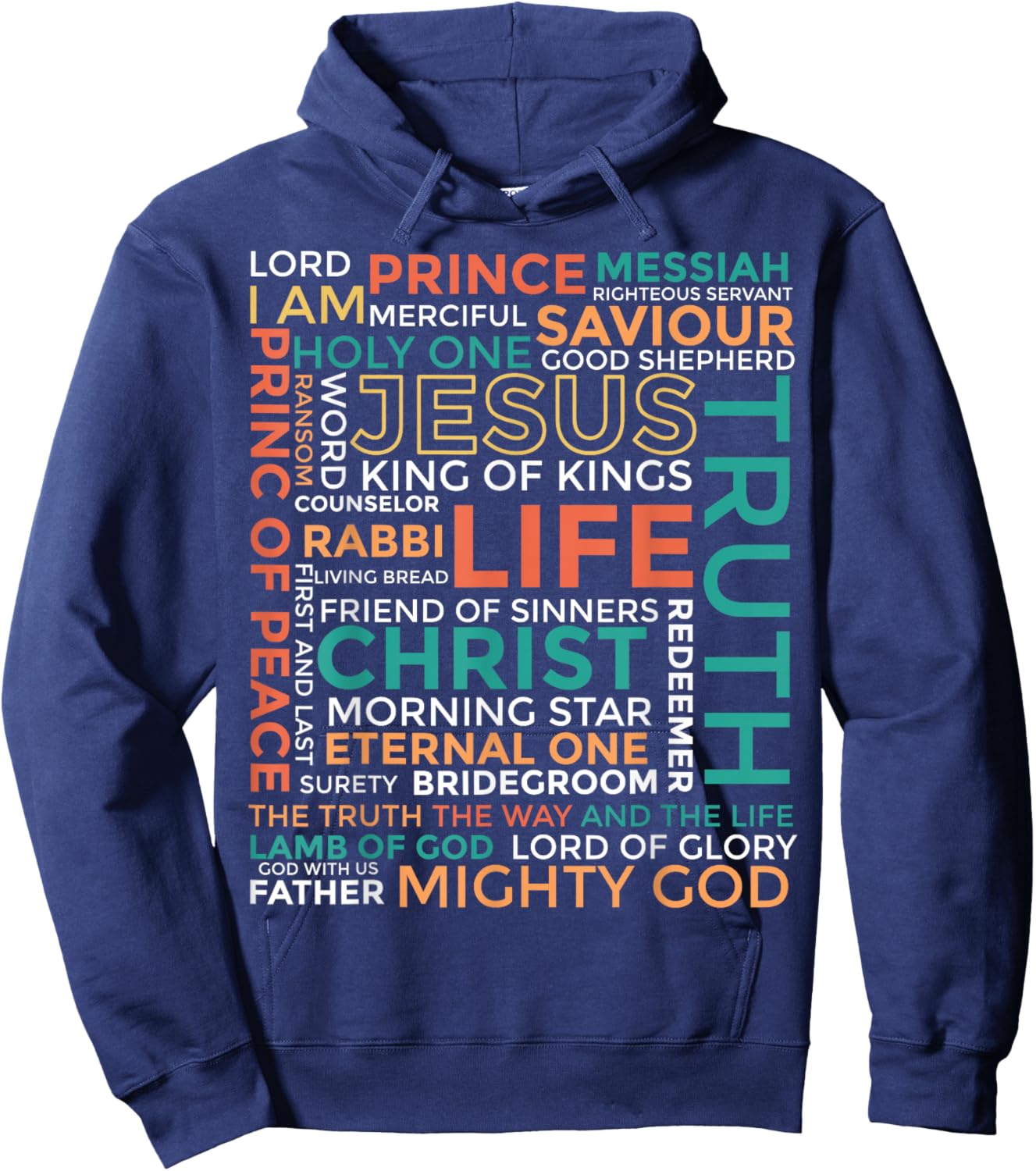 Names of Jesus - Christian Shirt Hoodie - Hoodie | Navy