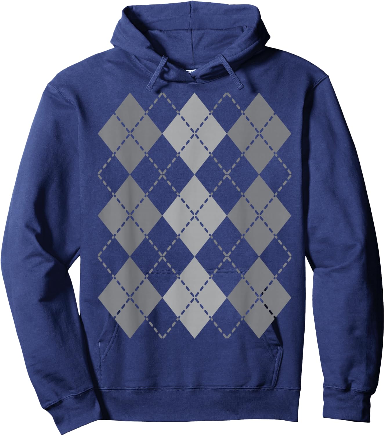 Preppy Plaid Argyle Stylish & Fun Faux Sweater Design Hoodie - Hoodie | Navy