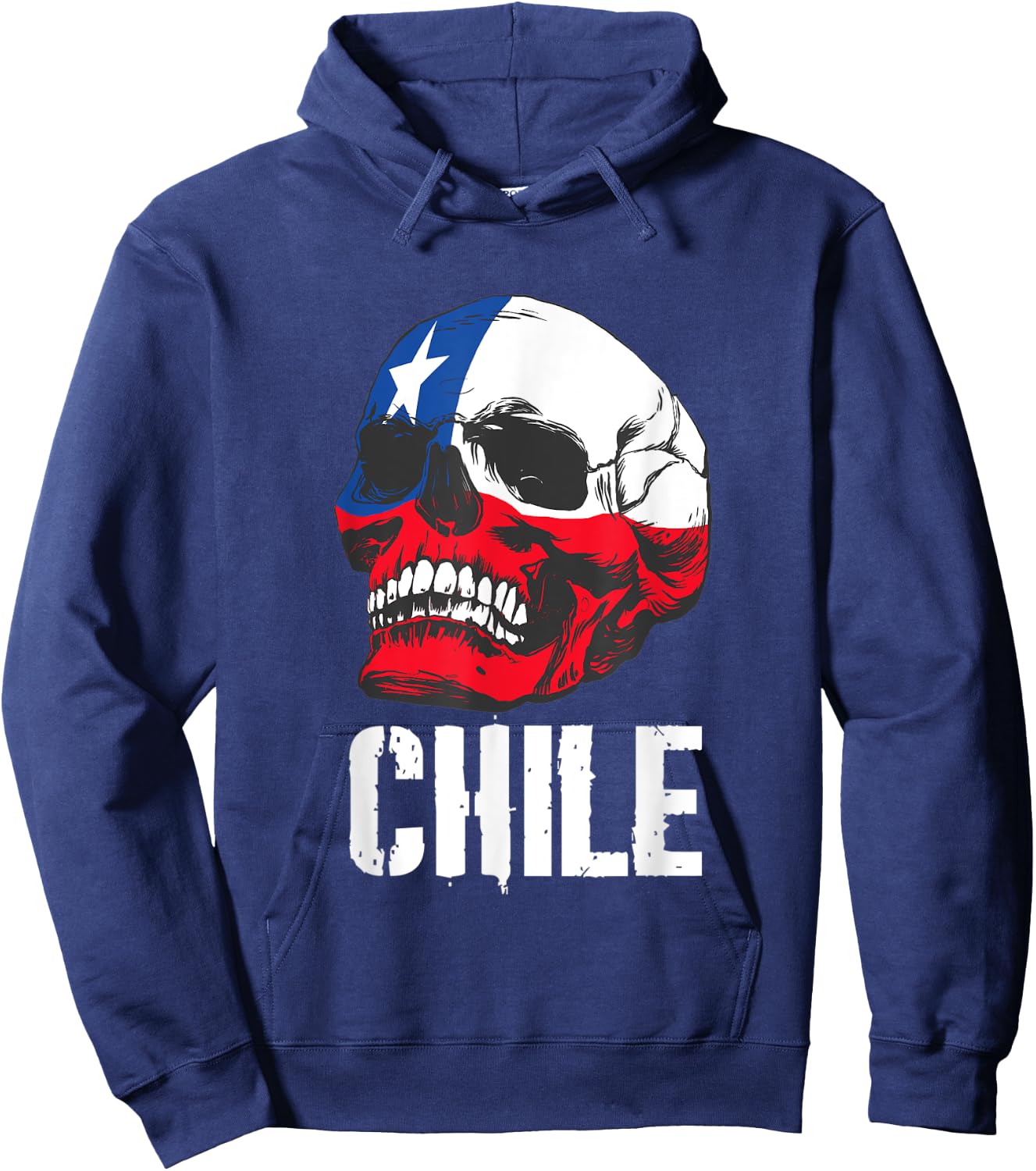Chile Flag Skull Chilean Pride Patriotic Hoodie - Hoodie | Navy