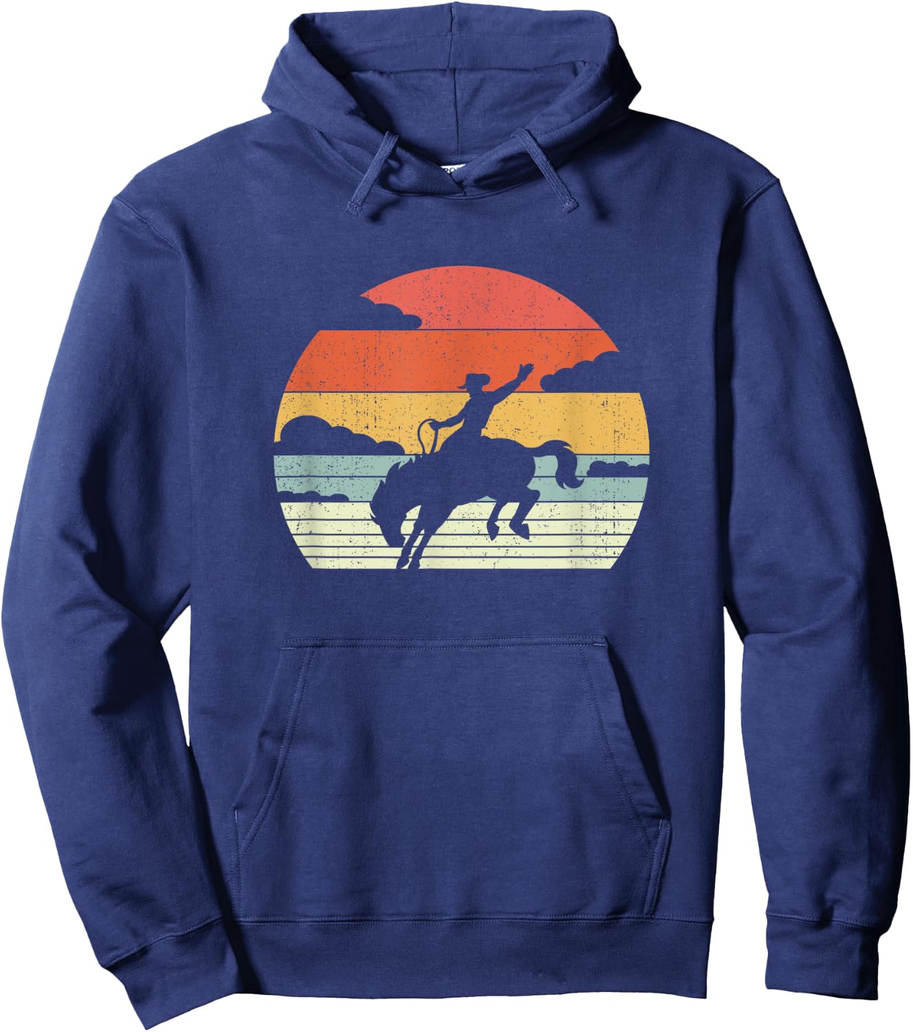 Retro Cowboy Horse Riding - Vintage Horseman Rodeo Hoodie - Hoodie | Navy