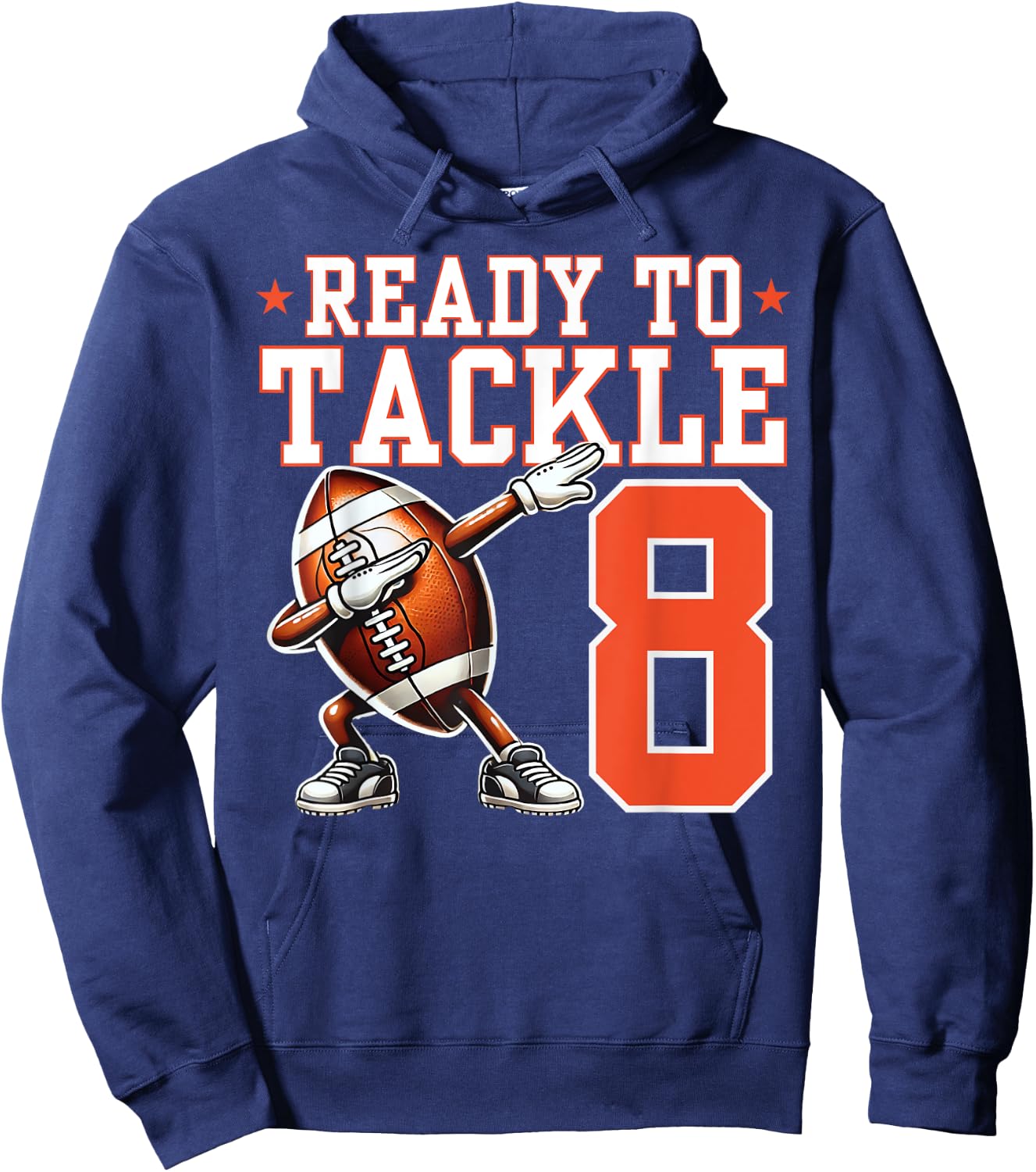 Ready to Tackle 8 Years Old 8th Birthday Football Party Hoodie - Hoodie | Navy