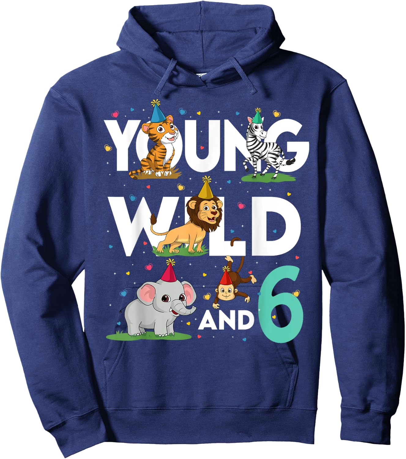 6 Year Old Zoo Birthday Shirt Safari Jungle Animal 6th Hoodie - Hoodie | Navy