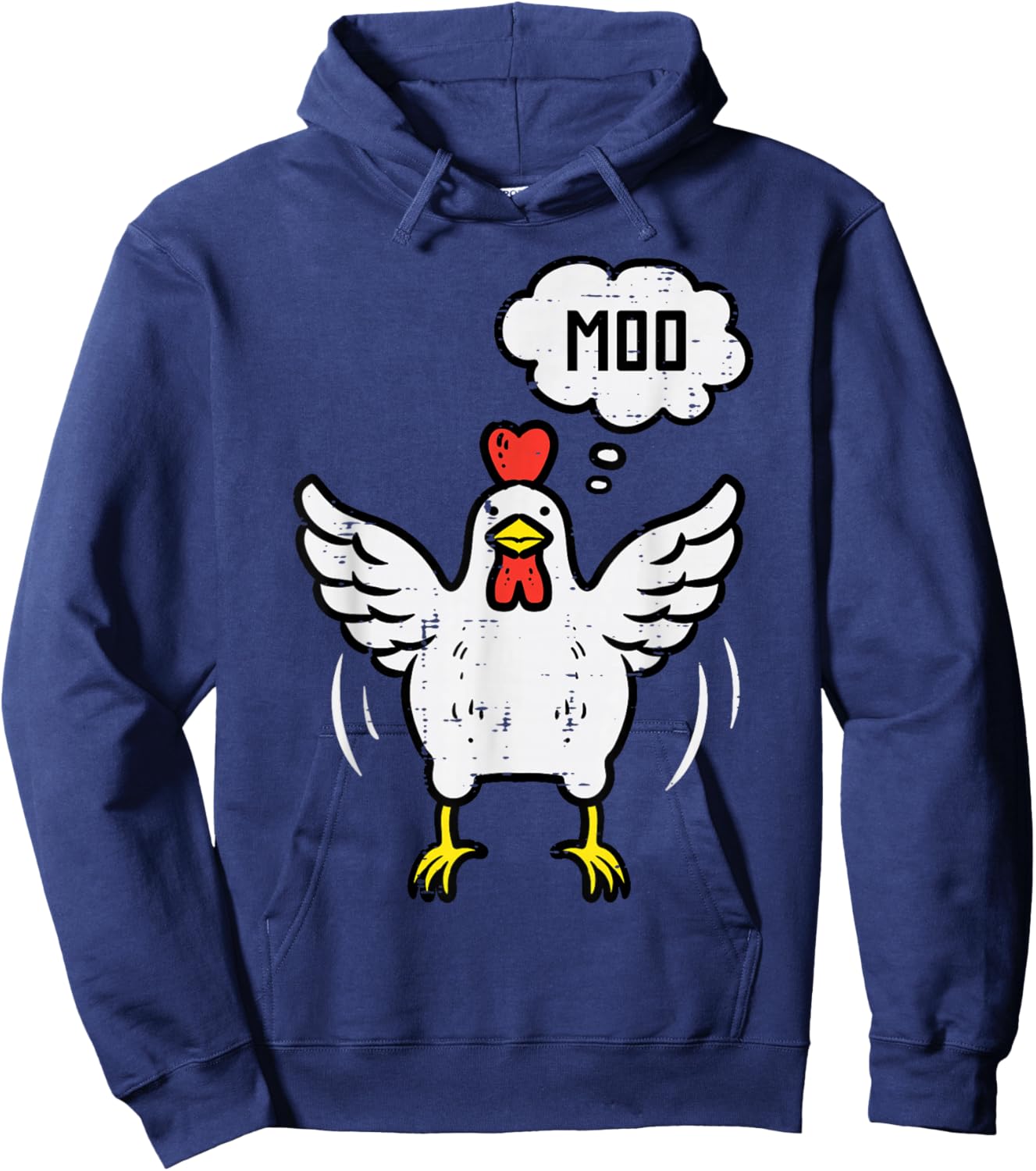 Chicken Cow Moo Funny Farm Animal Hen Farmer Men Women Kids Hoodie - Hoodie | Navy