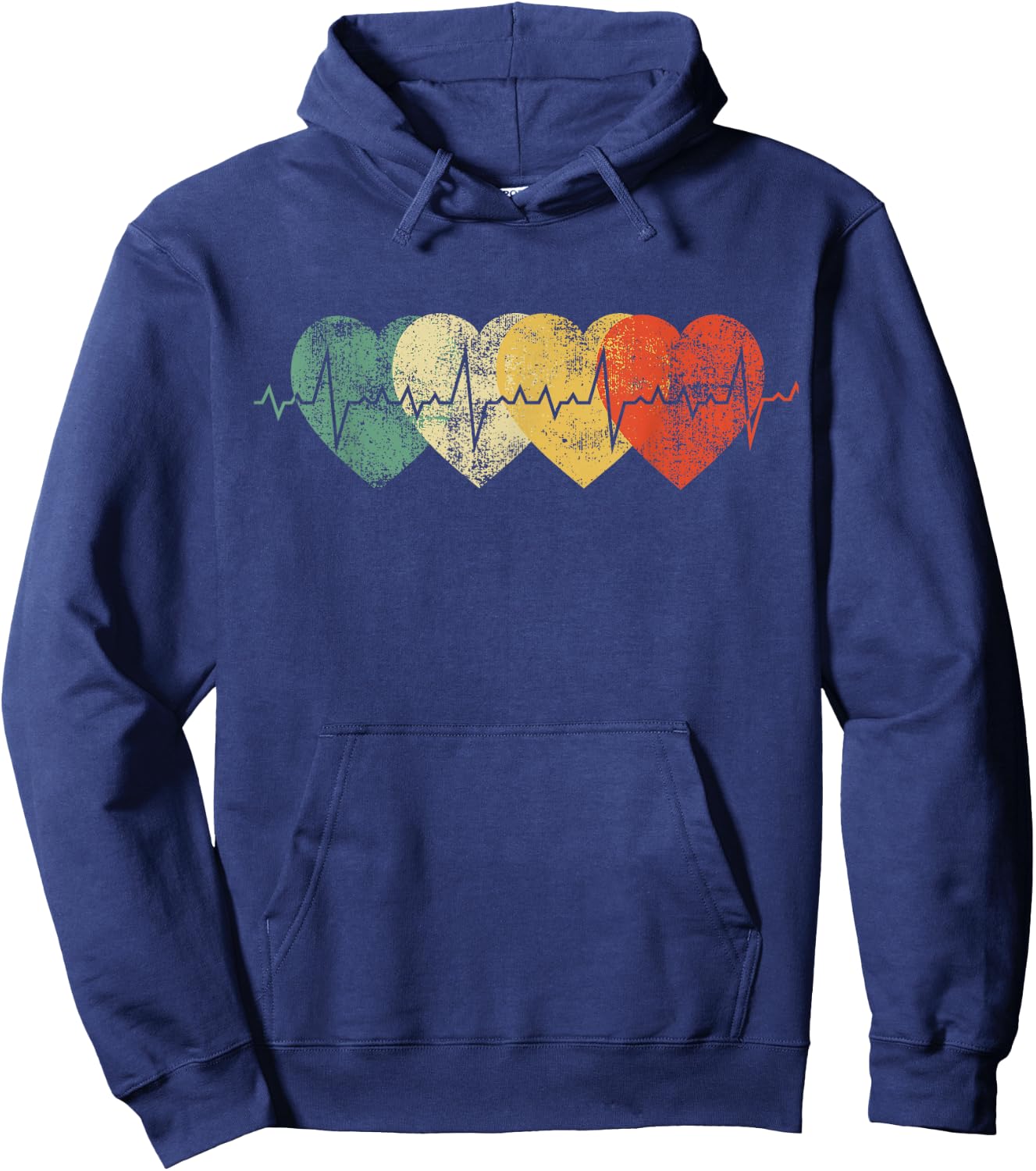 Funny Nurse Heartbeat Gifts Retro Vintage Heart Nursing Hoodie - Hoodie | Navy