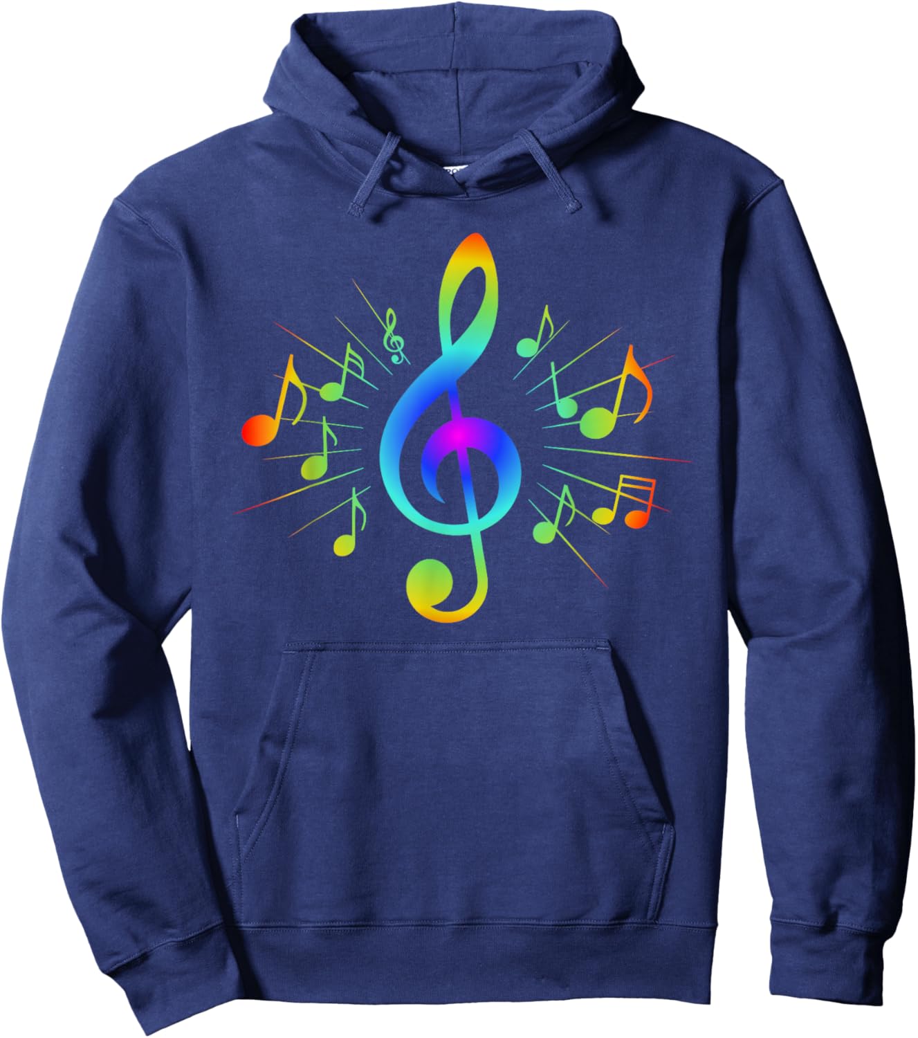 Colorful Treble Clef and Musical Notes Design for Music Love Hoodie - Hoodie | Navy