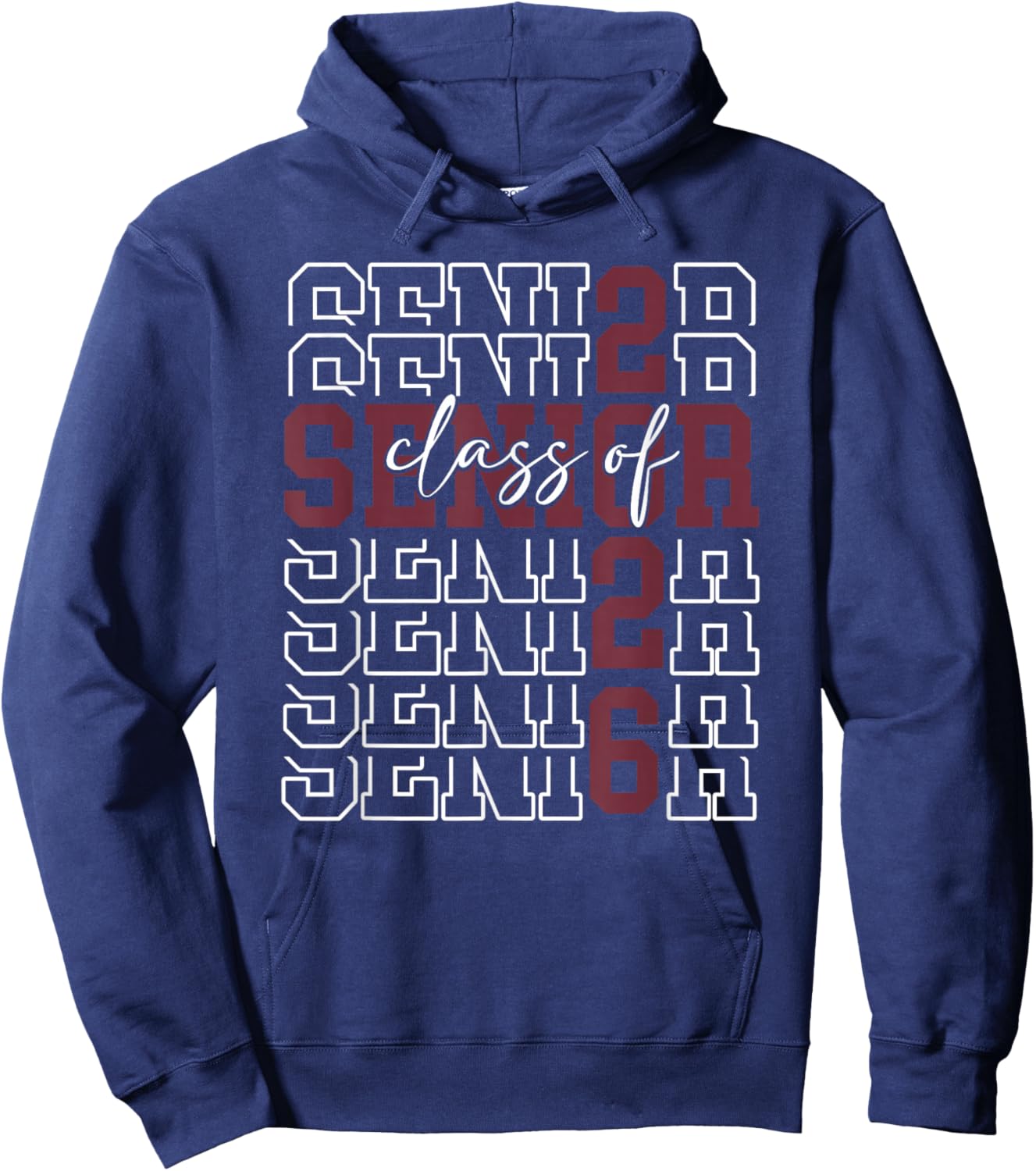 Senior Class of 2026 Maroon Seniors Graduation School Spirit Hoodie - Hoodie | Navy