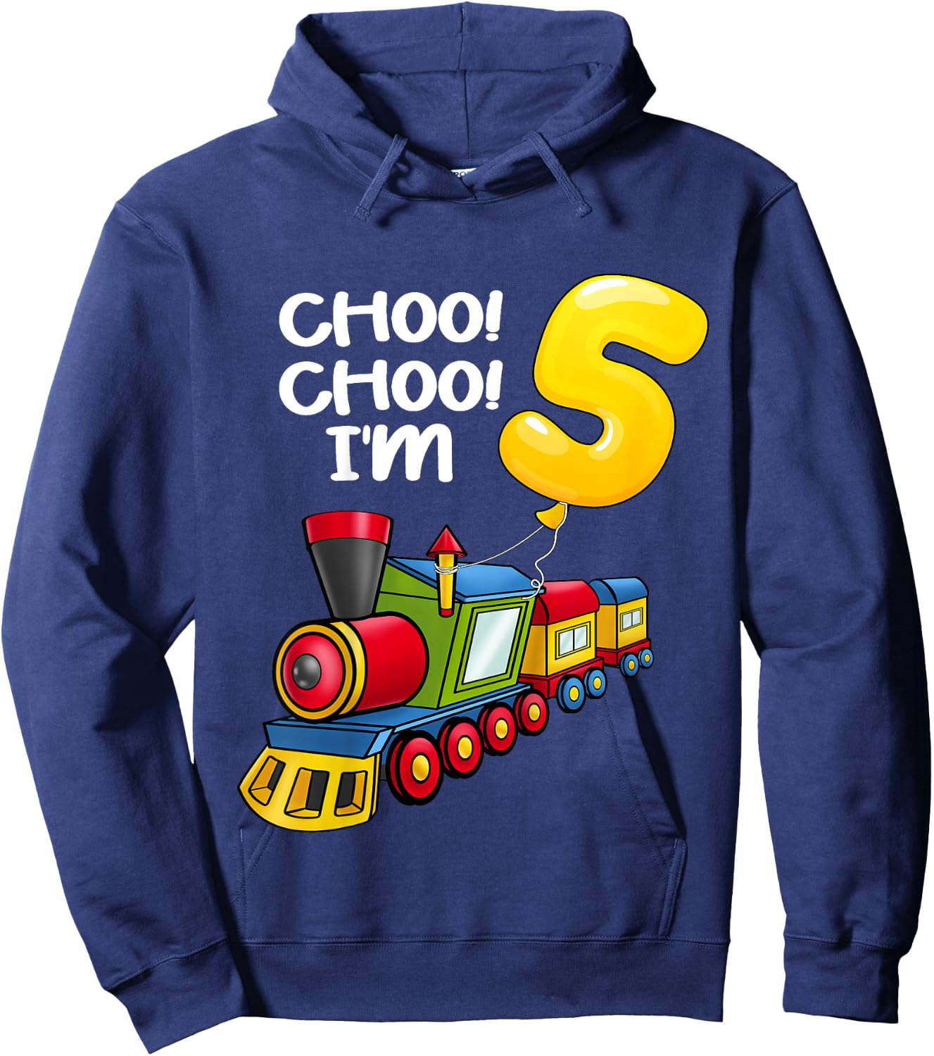 Kids Choo Choo I'm 5 Years Old Locomotive Boys Train 5th Birthday Hoodie - Hoodie | Navy
