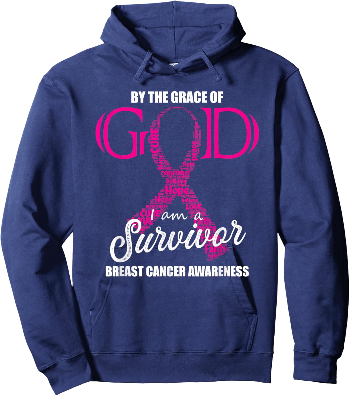 By The Grace Of God I am a Breast Cancer Survivor Hoodie - Hoodie | Navy