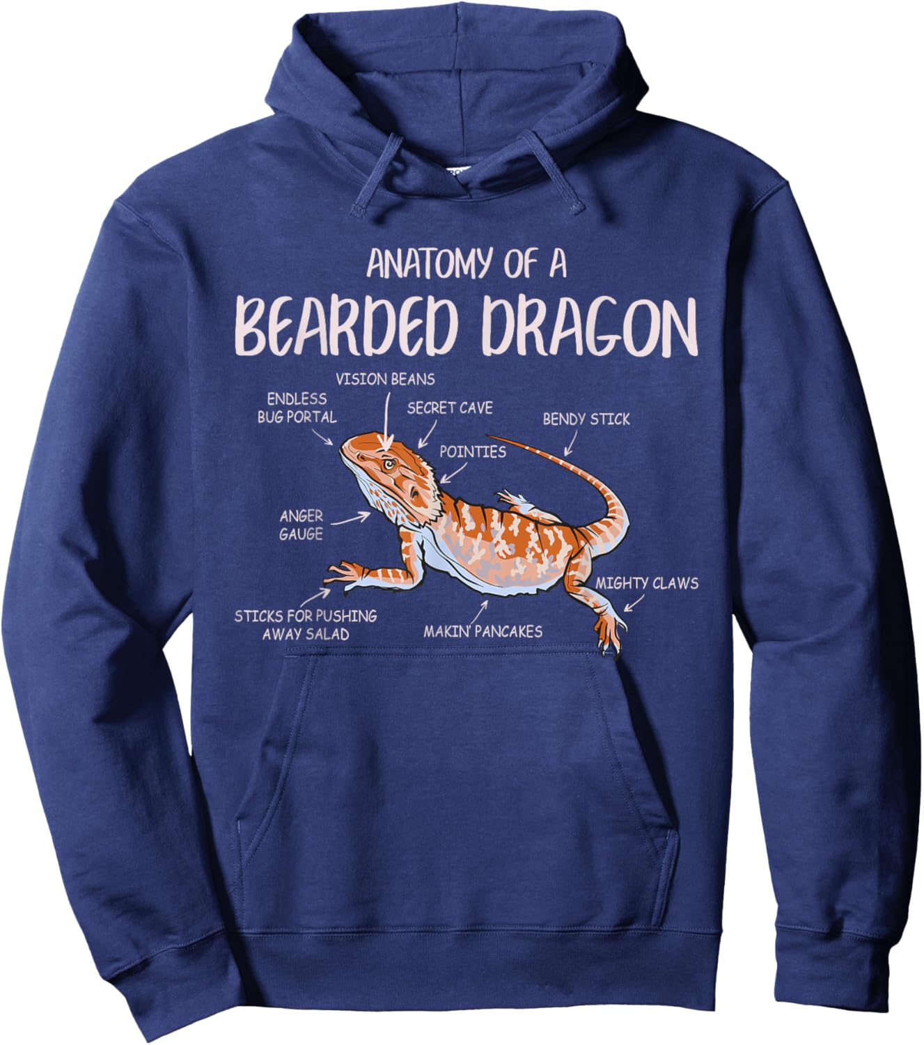 Anatomy Of A Bearded Dragon Pet Reptile Lizard Lovers Funny Hoodie - Hoodie | Navy