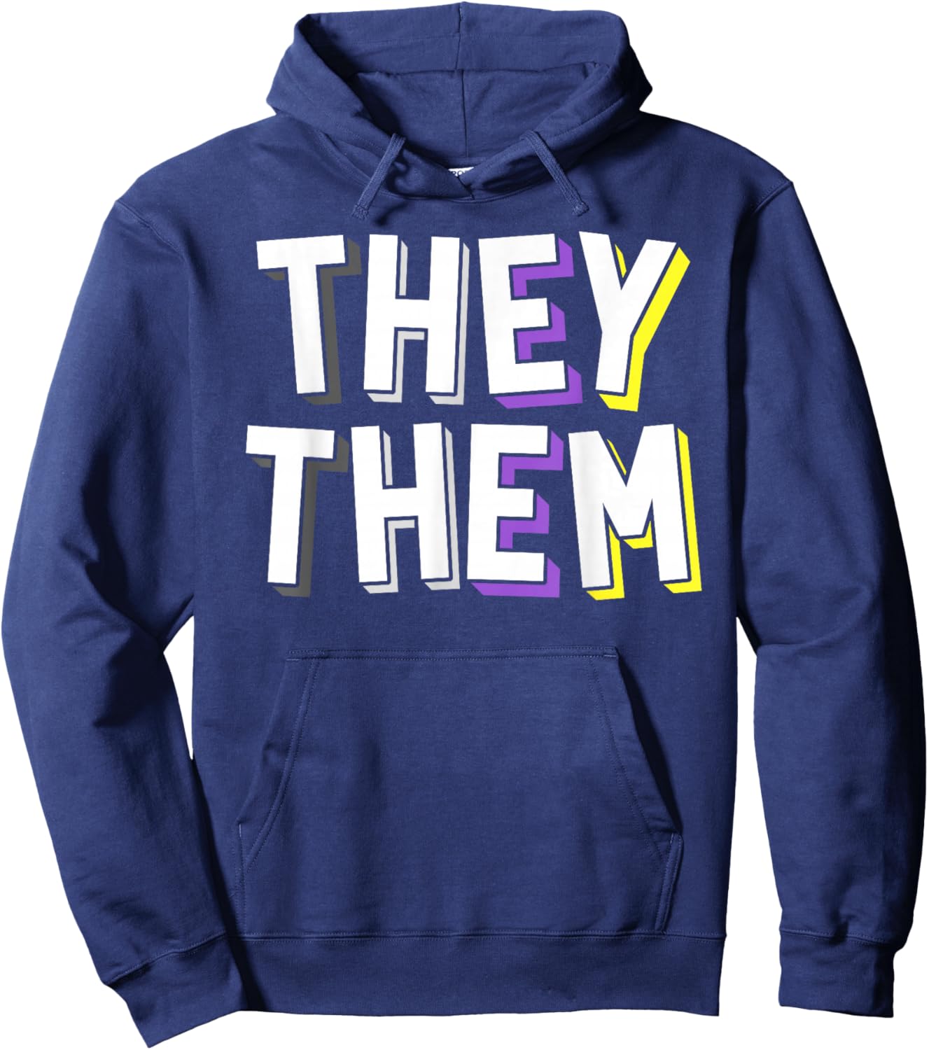 They Them Pronoun Gender Non-Binary Awareness March Shirt Hoodie - Hoodie | Navy