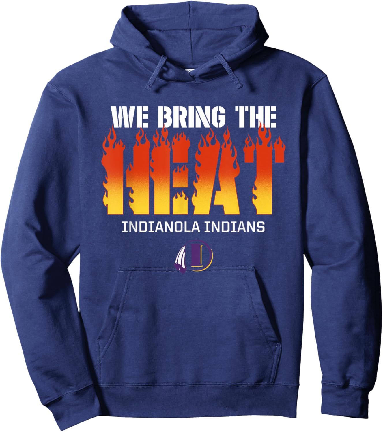 Indianola Indians Logo We Bring the Heat HS Hoodie - Hoodie | Navy