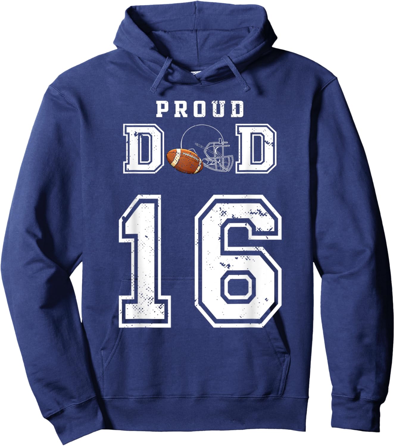 Custom Proud Football Dad Number 16 Personalized Hoodie - Hoodie | Navy