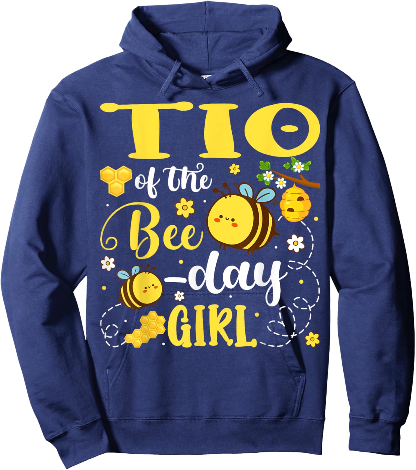 Tio of The Bee-Day Girl Birthday Party Matching Family Hoodie - Hoodie | Navy