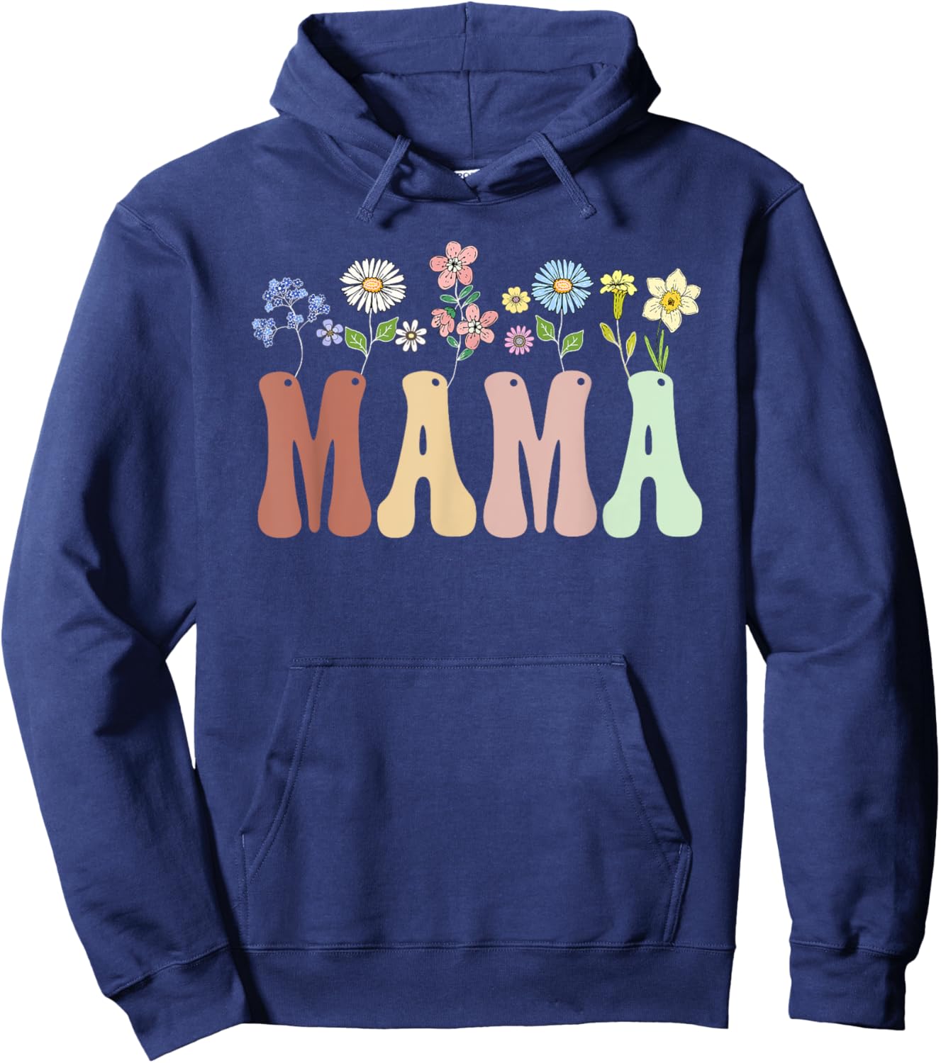 Mama Gifts Women Wildflower Floral Design Mama Hoodie - Hoodie | Navy