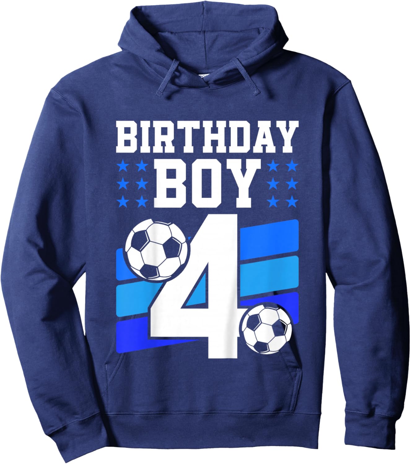 Kids 4 Years Old Boy 4th Birthday Gift Bday Soccer Birthday Boy Hoodie - Hoodie | Navy
