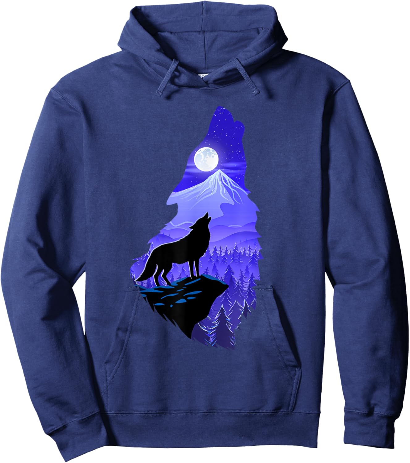 Silhouette Wolf - Wildlife Animal Lover Hunter Hoodie - Hoodie | Navy