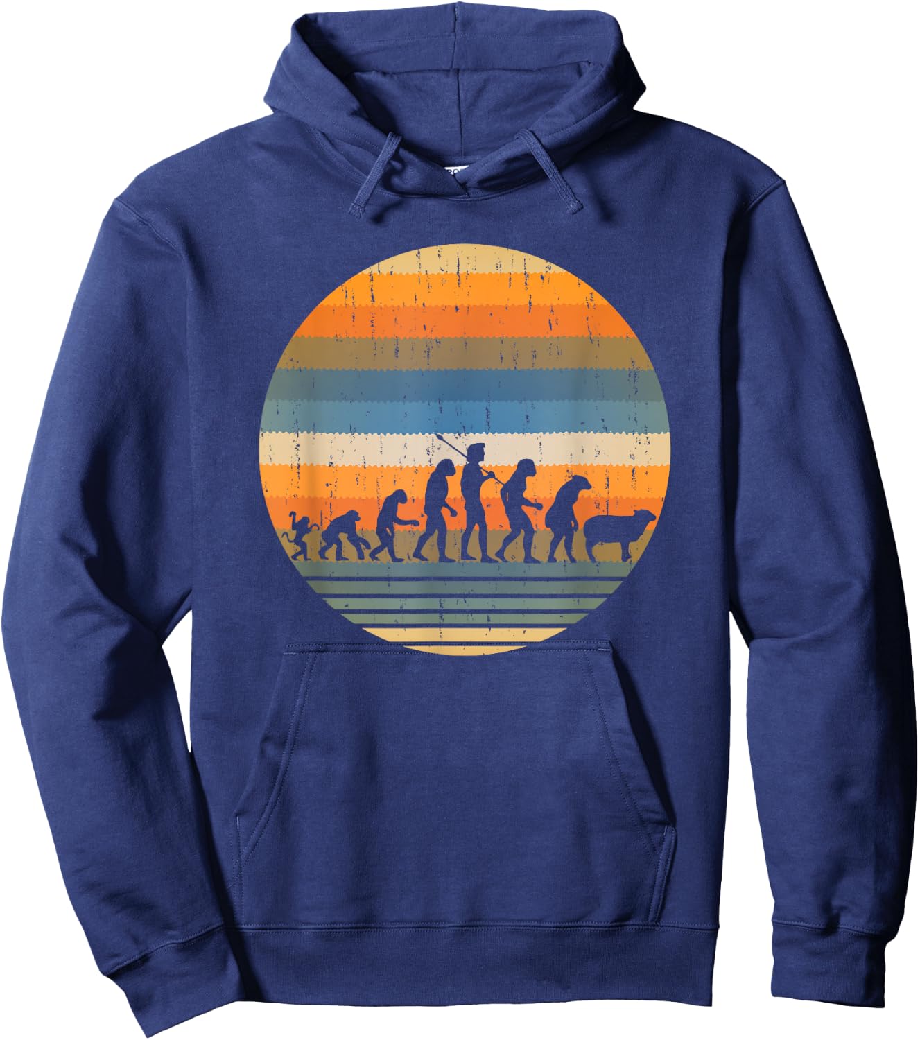 Funny Monkey Ape to Sheeple Sarcastic Retro Evolution of Man Hoodie - Hoodie | Navy