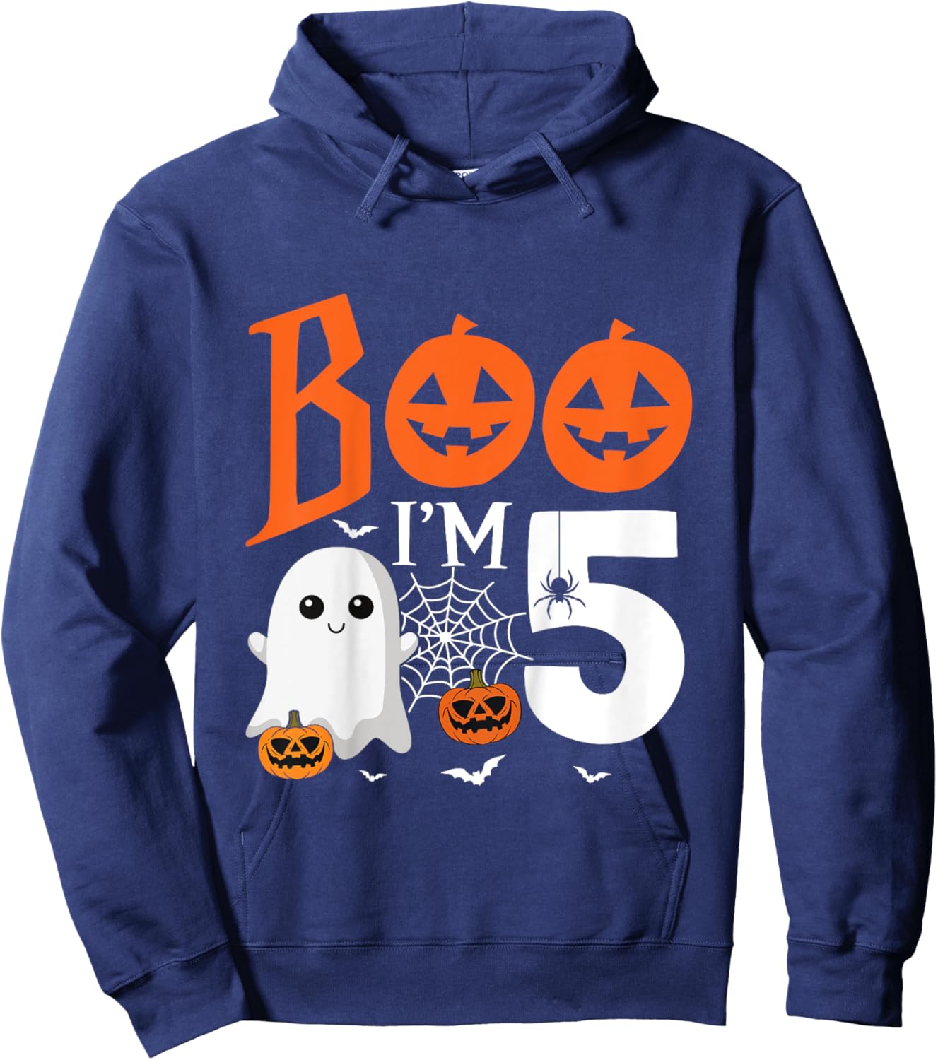 Kids Boo I'm 5 Yr Old 5th Birthday Halloween Girl Boy Costume Hoodie - Hoodie | Navy