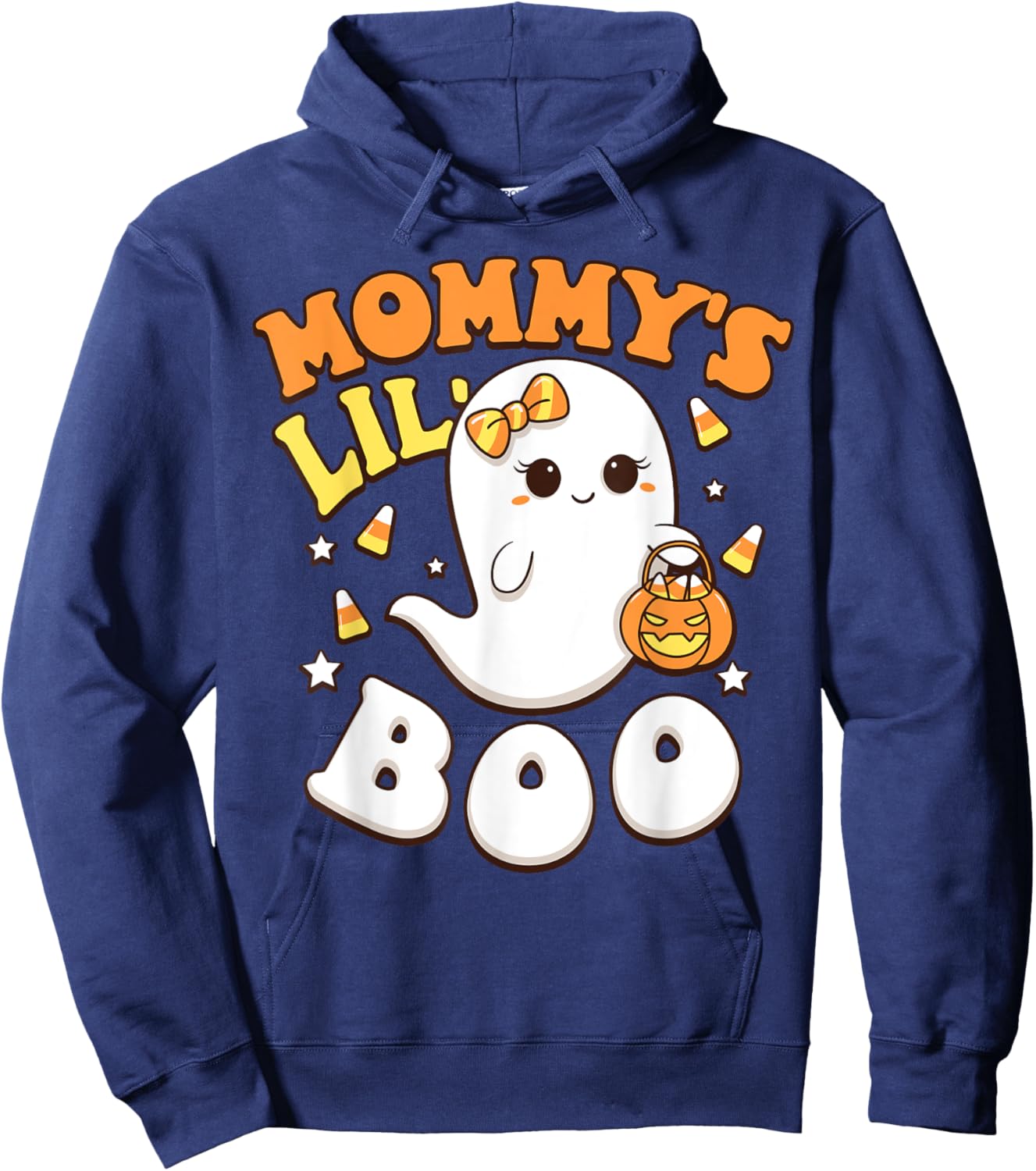 Mommy's Lil' Boo Baby Girls Toddler Halloween Cute Boo Ghost Hoodie - Hoodie | Navy