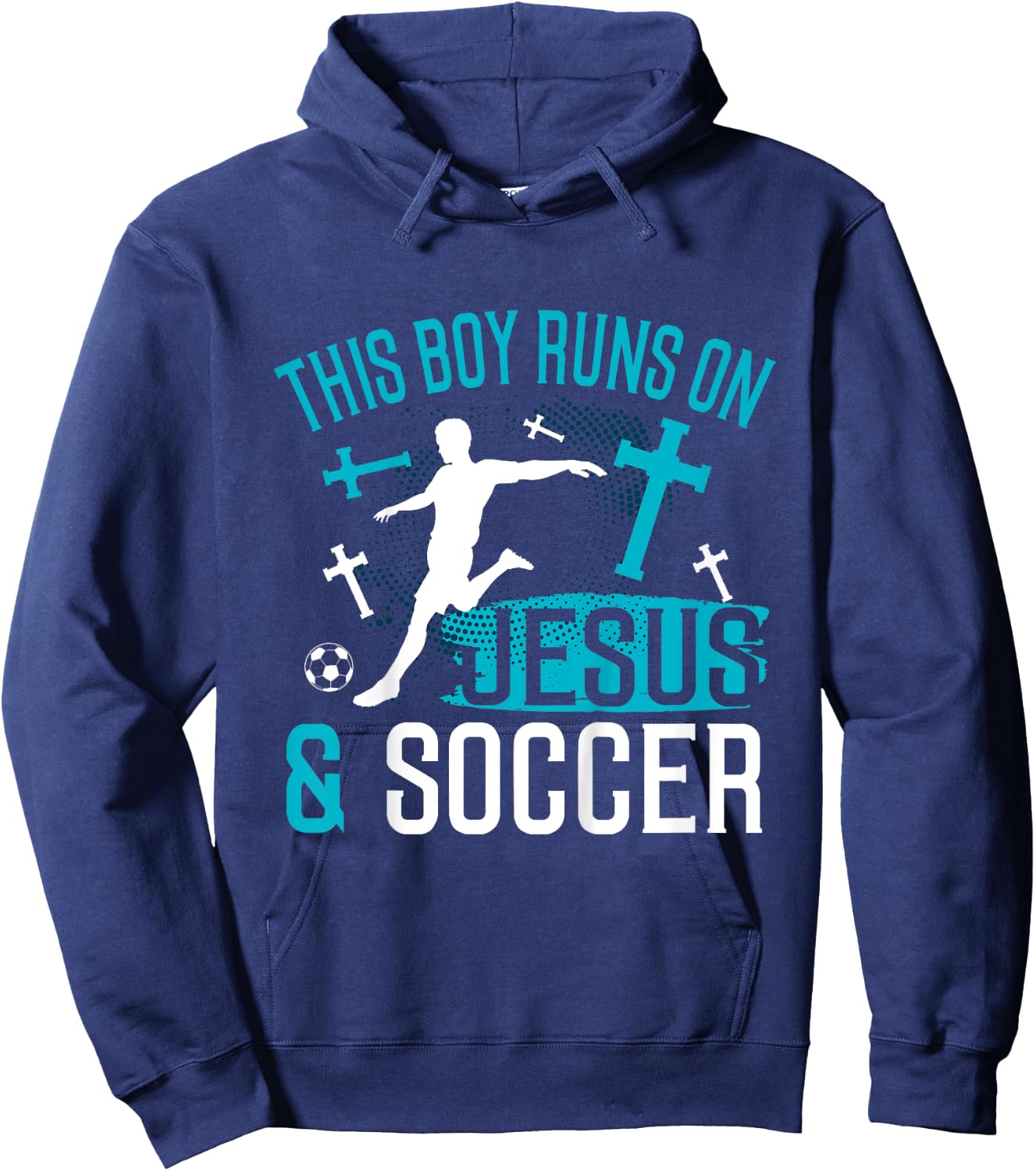 Kids Jesus and Soccer Shirt Christian Religious Player Boys Gift Hoodie - Hoodie | Navy