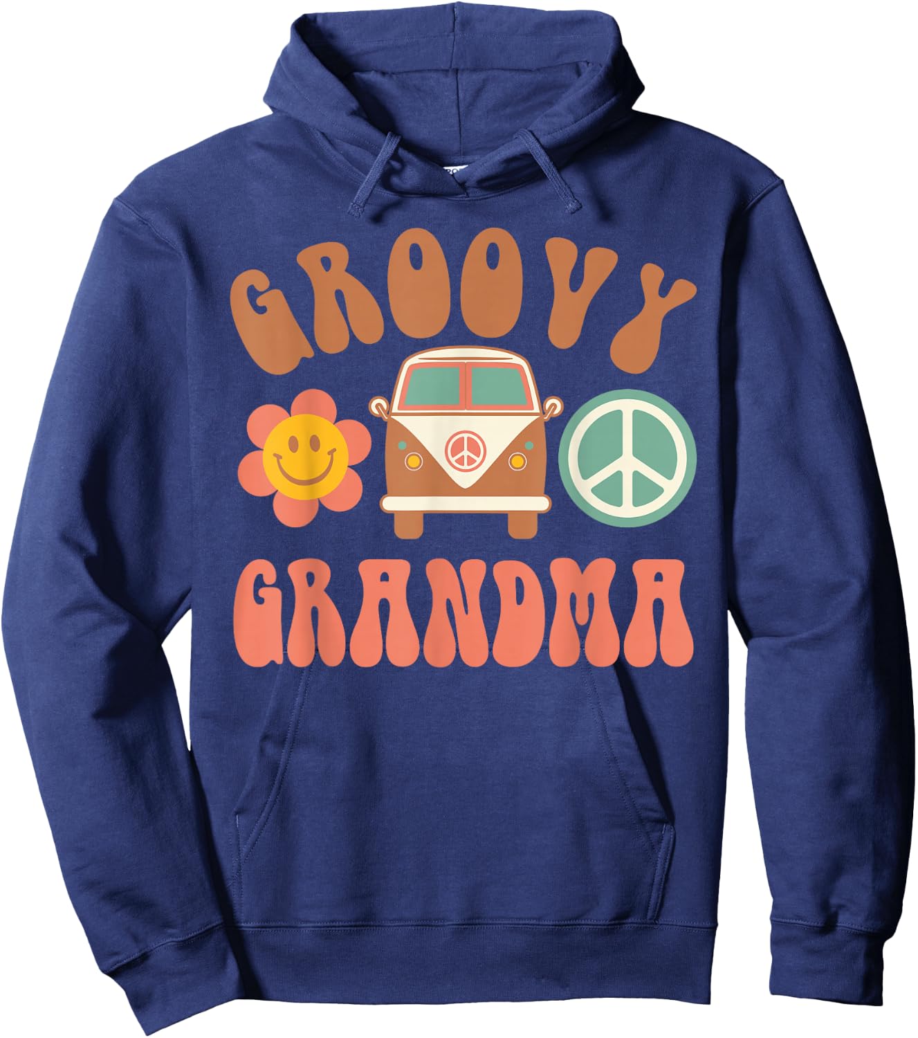 Retro Groovy Grandma Matching Family Birthday Party Hoodie - Hoodie | Navy