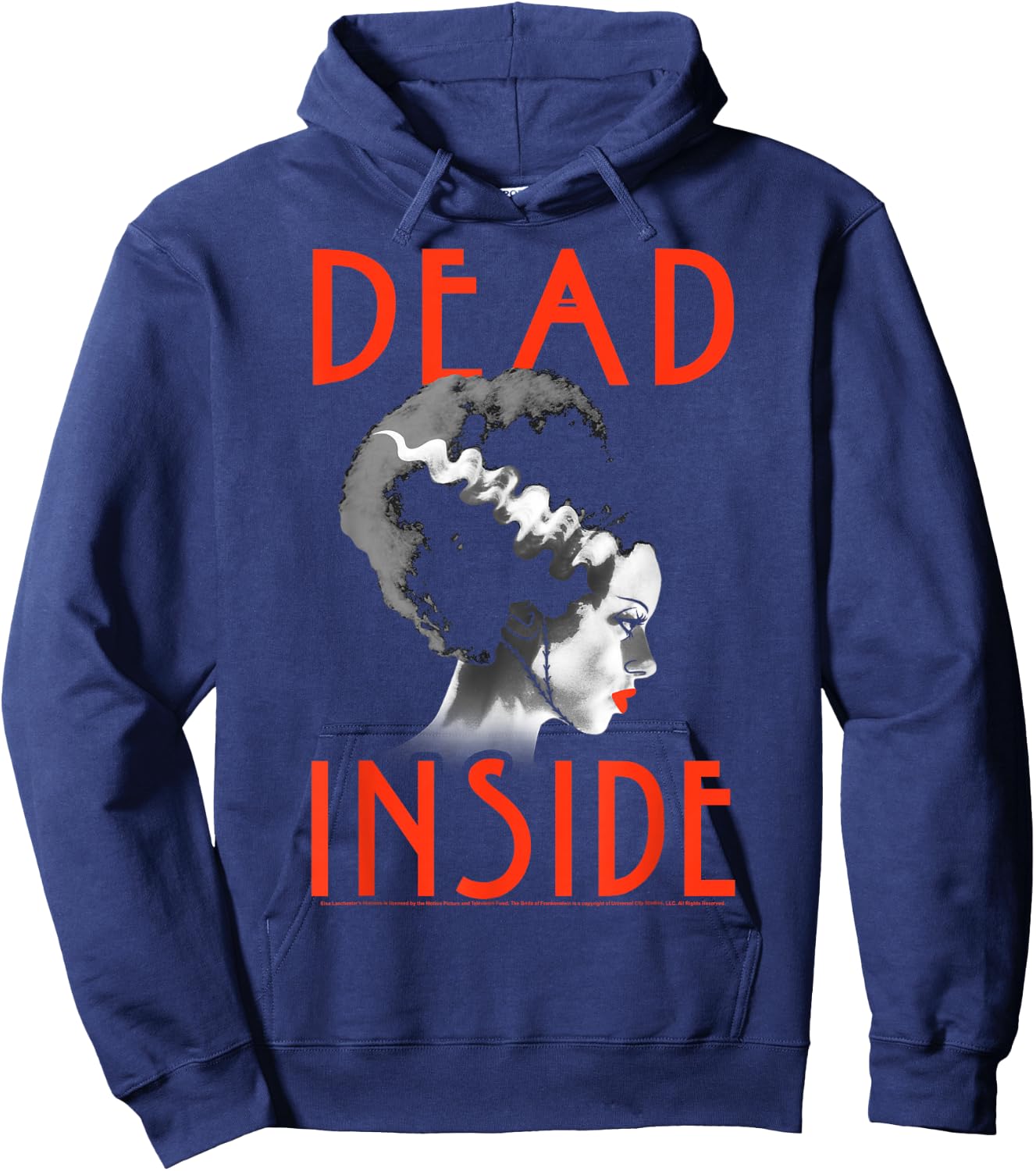 Universal Monsters Bride Of Frankenstein Dead Inside Profile Hoodie - Hoodie | Navy