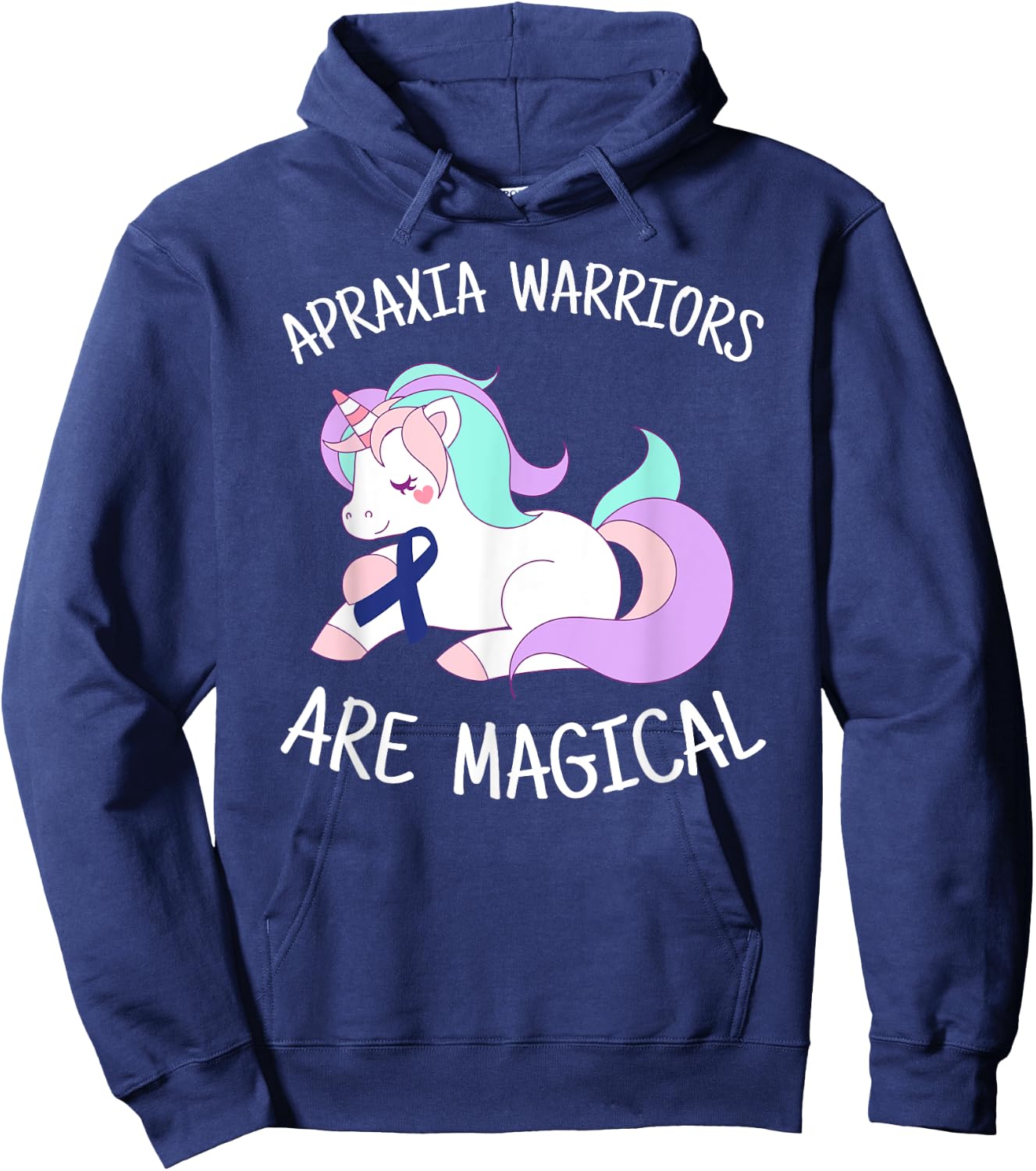 Unicorn Apraxia Awareness Gift, Apraxia Warrior Hoodie - Hoodie | Navy