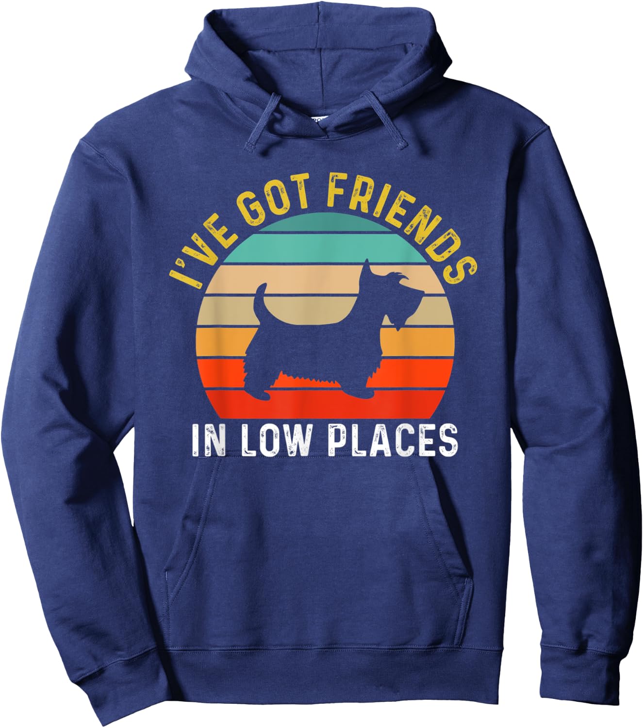 I've Got Friends In Low Places Scottie Funny Dog Retro Women Kids Hoodie - Hoodie | Navy
