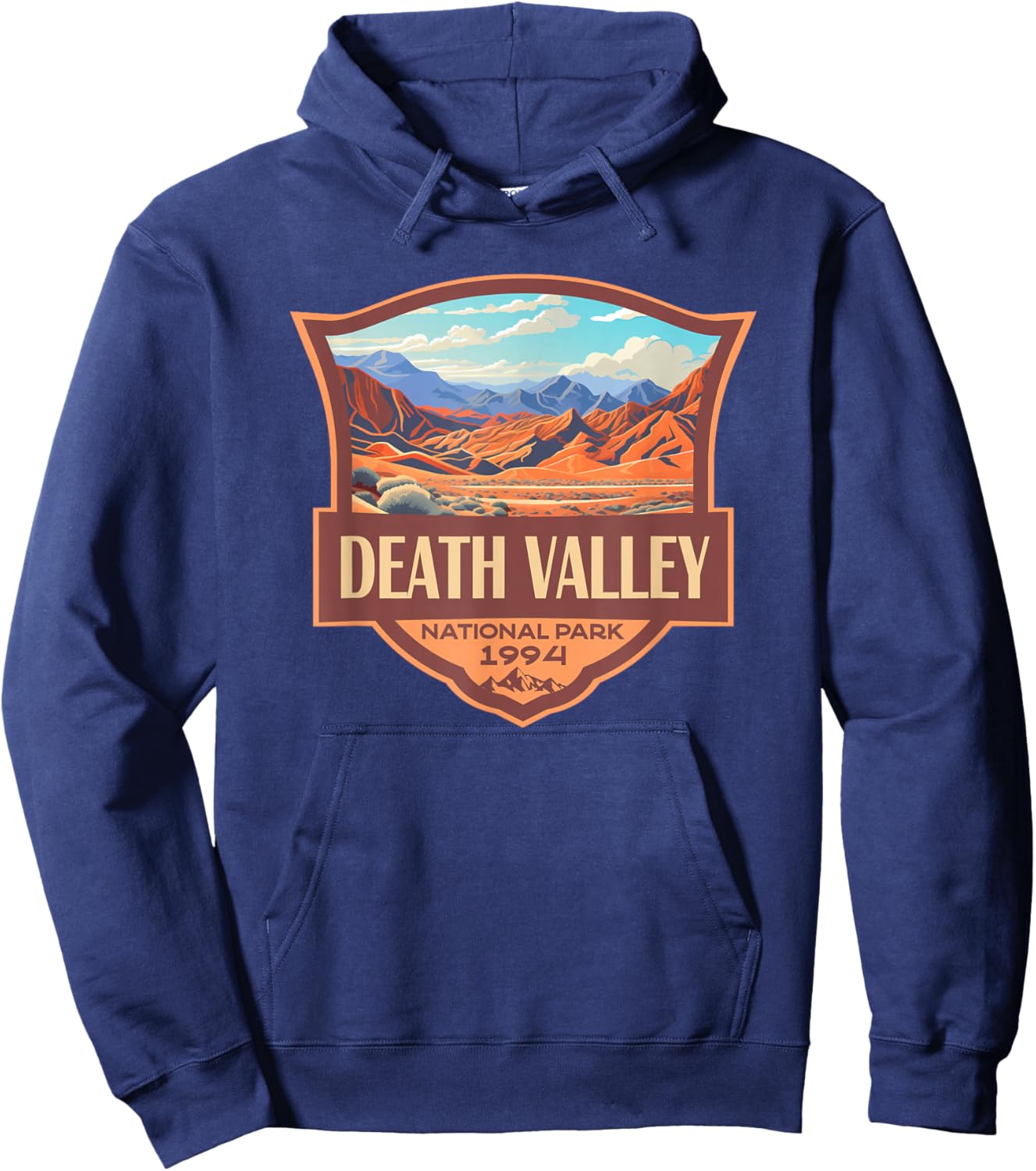 Death Valley National Park Illustration Retro Badge Hoodie - Hoodie | Navy