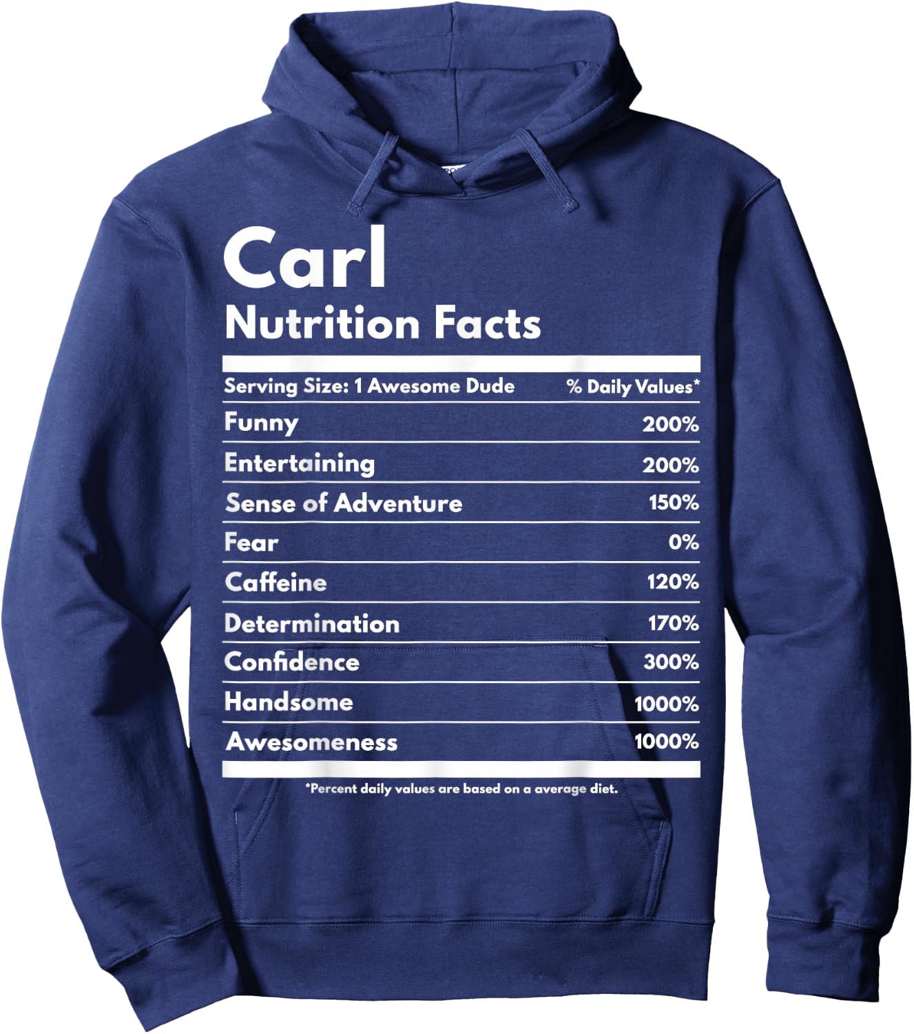 Carl Gift Nutrition Facts Funny Personalized Name Carl Hoodie - Hoodie | Navy
