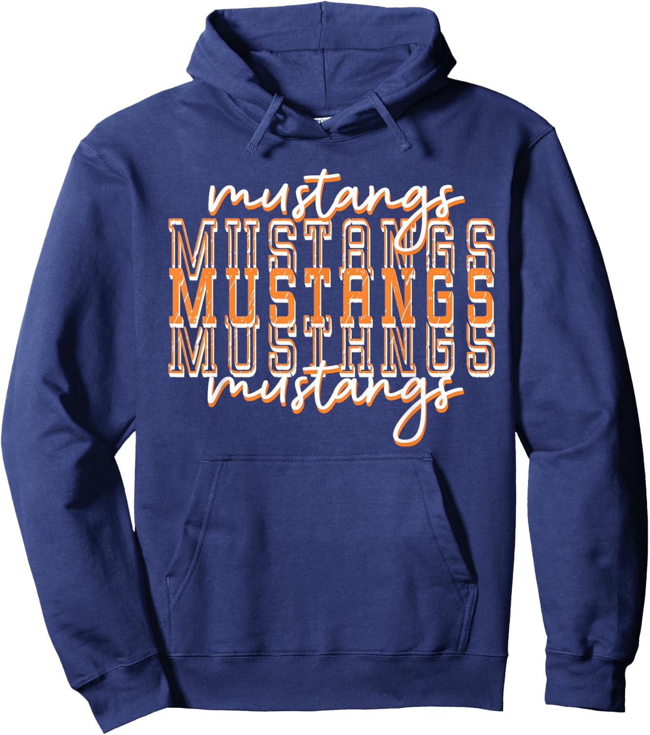 Orange Mustang Pride School Spirit Game Day Mustangs Hoodie - Hoodie | Navy