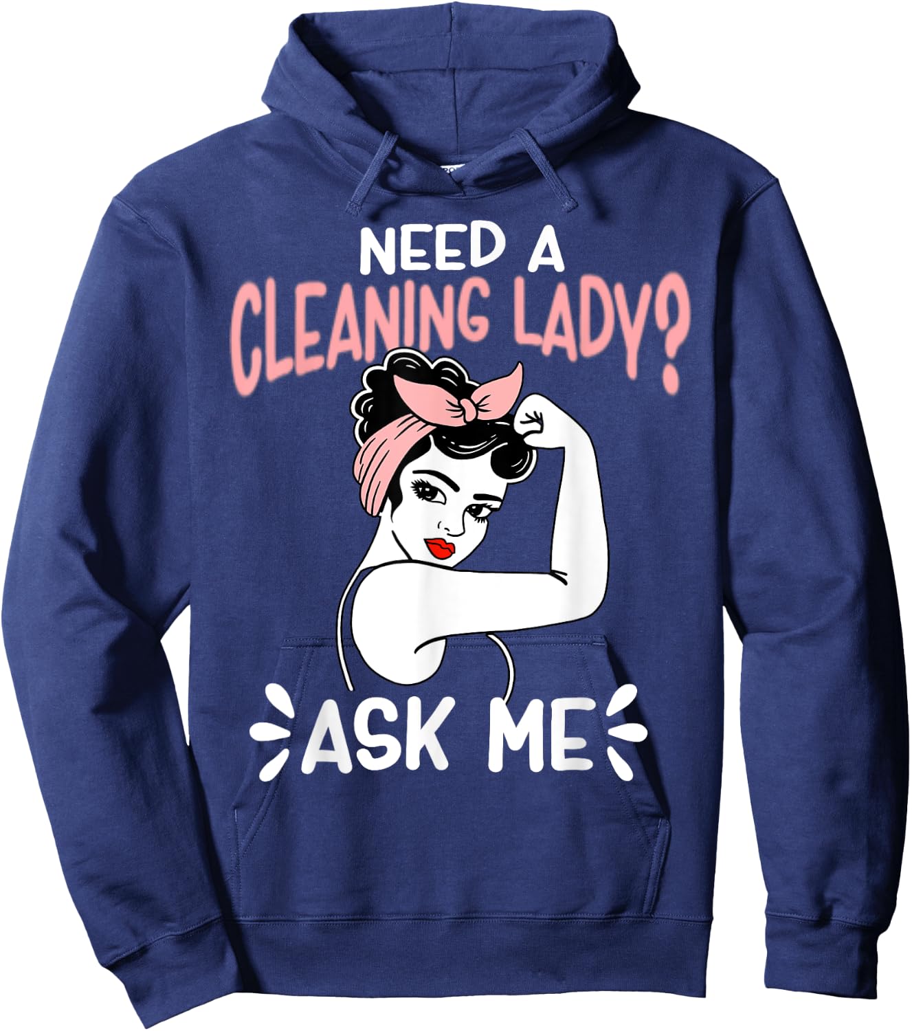 Housekeeping Retro Woman Need A Cleaning Lady? Ask Me Hoodie - Hoodie | Navy