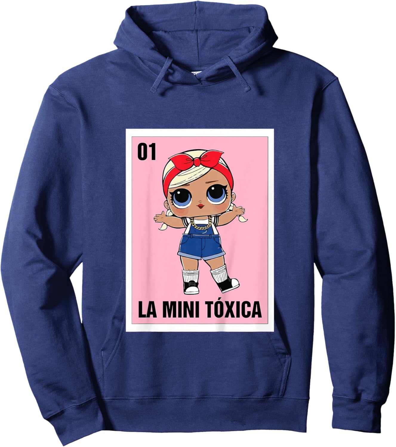 La Mini Toxica Mexican Bingo Card Game Spanish Baby Girl Hoodie - Hoodie | Navy
