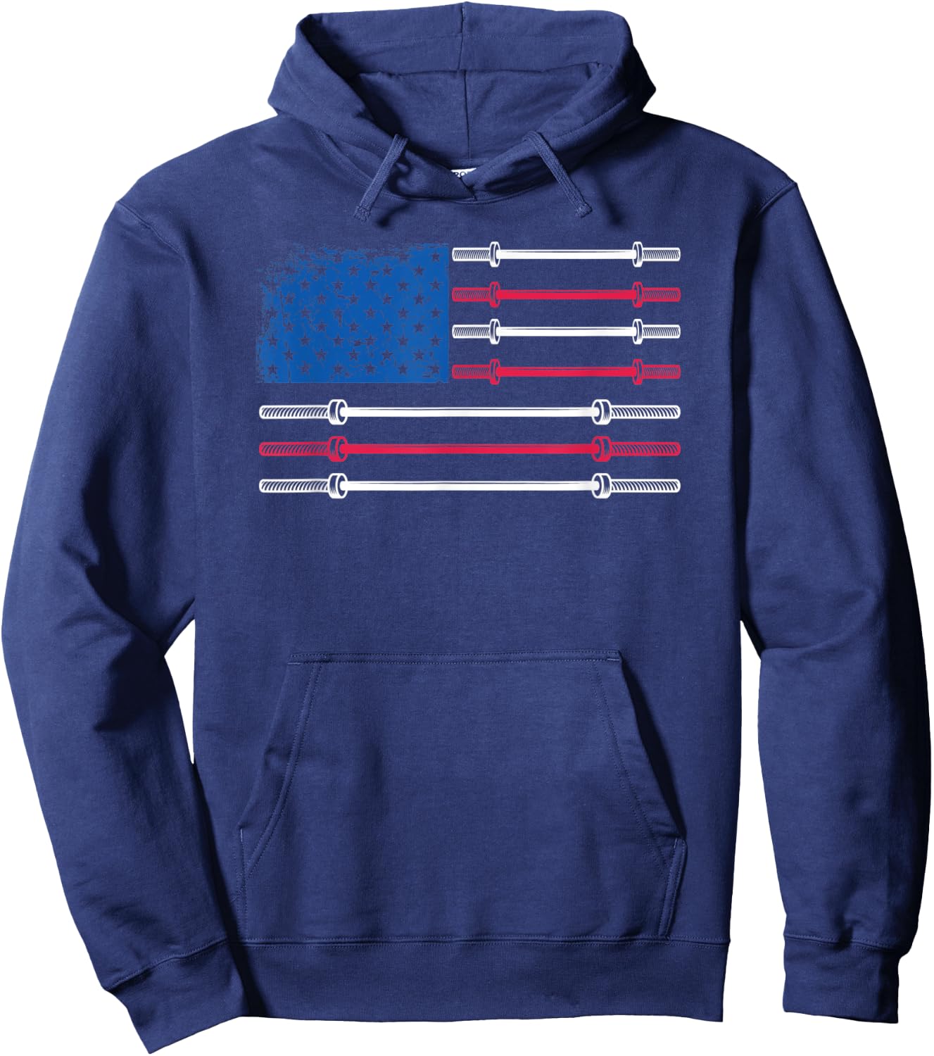 US Flag Weightlifting Barbell Patriotic Love Fitness Gym Hoodie - Hoodie | Navy