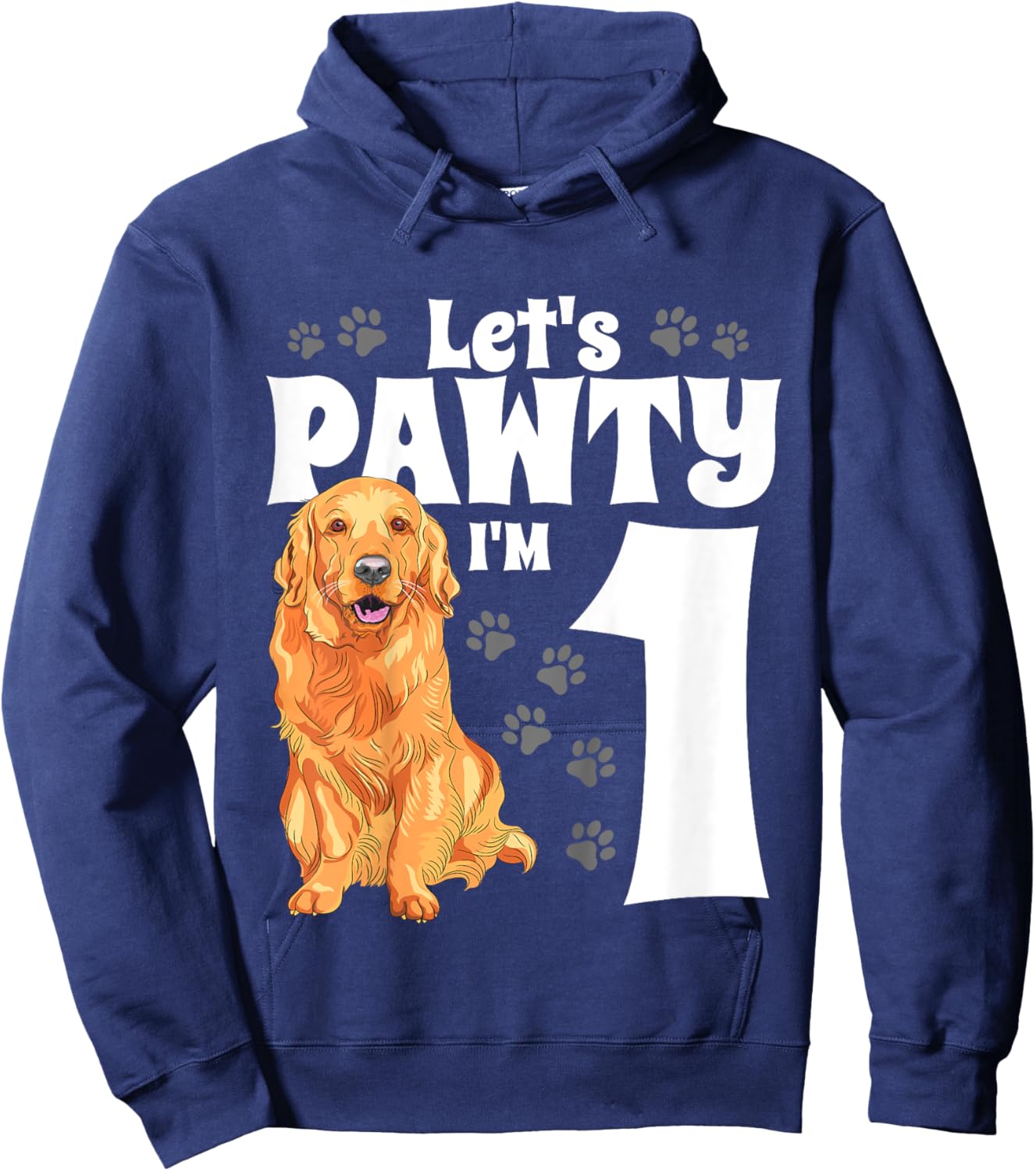 1 Year Old Golden Retriever Dog Birthday Pawty Dogs 1st Gift Hoodie - Hoodie | Navy