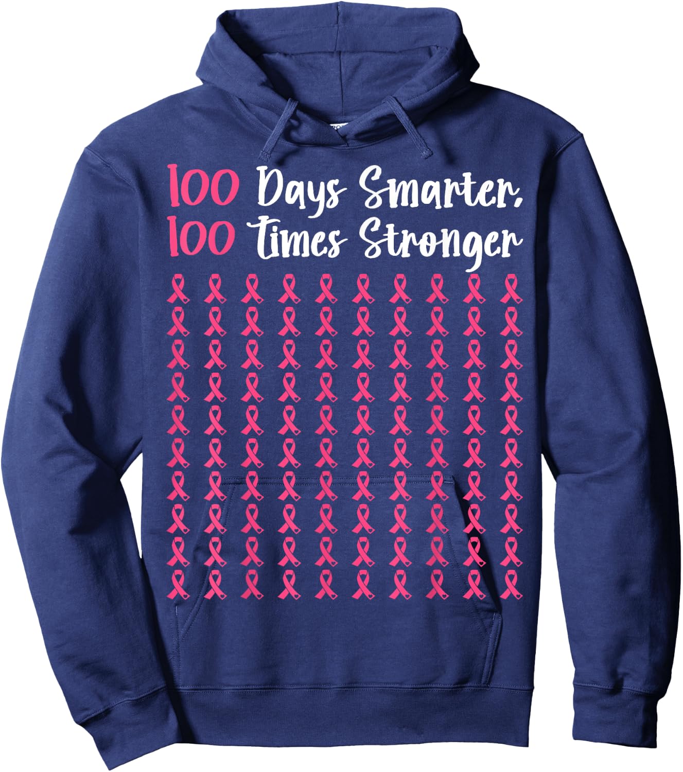 Breast Cancer 100 Days of School Teachers Men Women Kids Hoodie - Hoodie | Navy