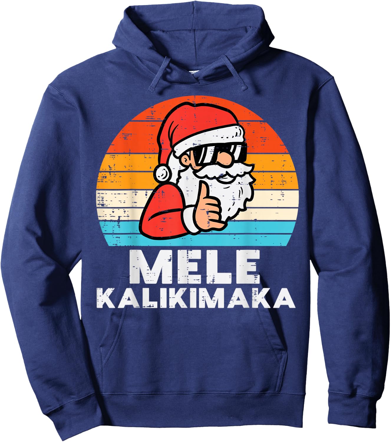 Santa Mele Kalikimaka Hawaiian Christmas Xmas Men Women Kids Hoodie - Hoodie | Navy