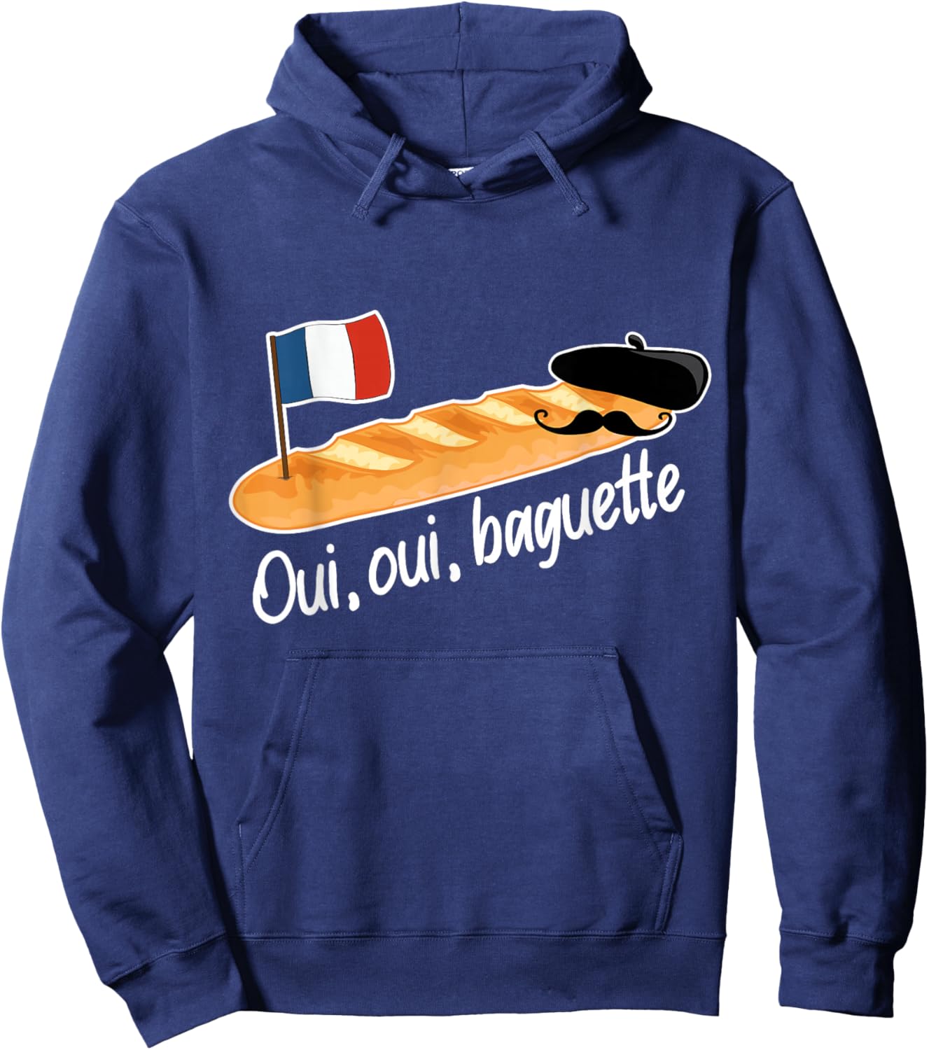 Oui Oui Baguette French Bread France Lover Francophile Hoodie - Hoodie | Navy